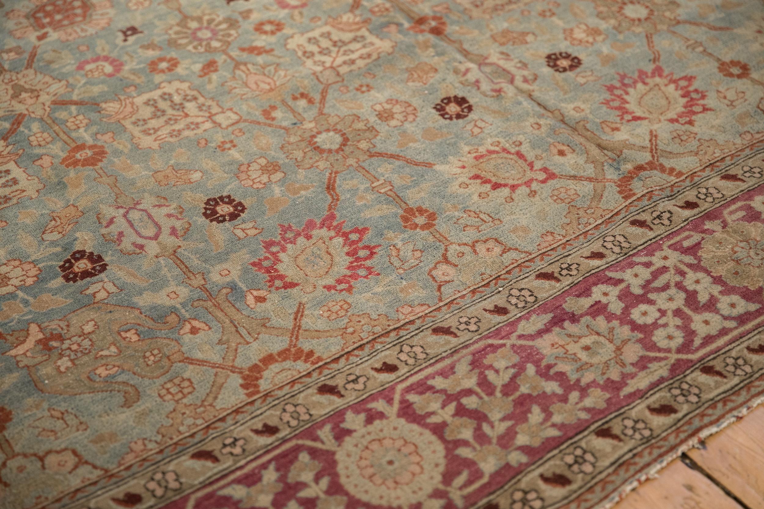 Hand-Knotted Antique Distressed Yezd Carpet For Sale