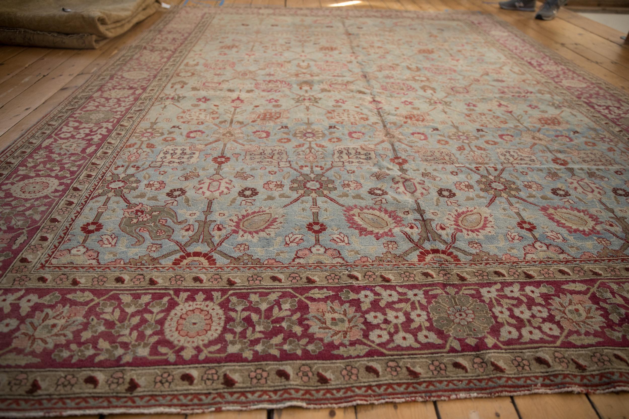 Early 20th Century Antique Distressed Yezd Carpet For Sale