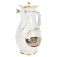 Antique Doccia Porcelain Italian Neoclassical Topographical Chocolate/Coffee Pot