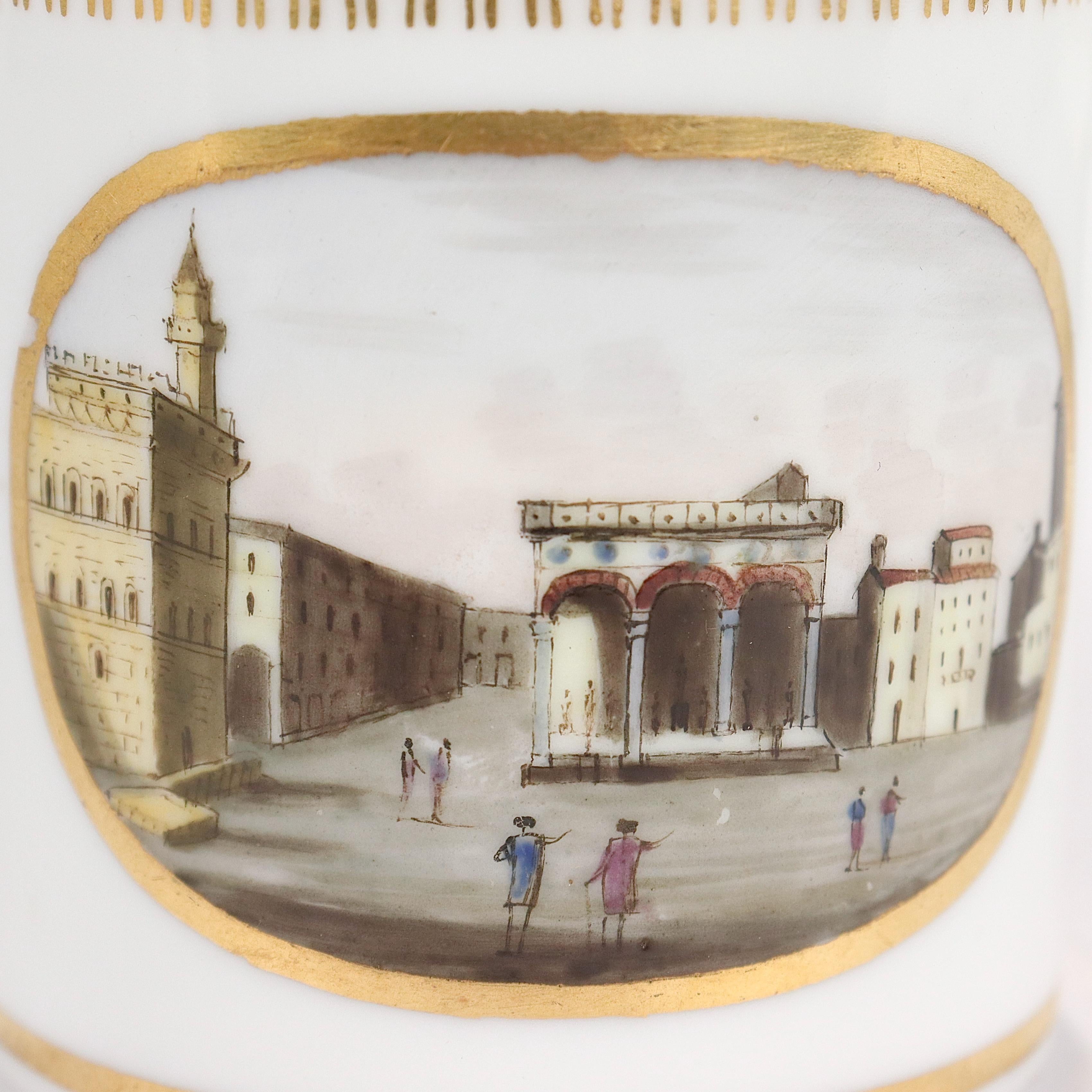 Tasse et soucoupe néoclassiques italiennes en porcelaine de Doccia antique  en vente 8