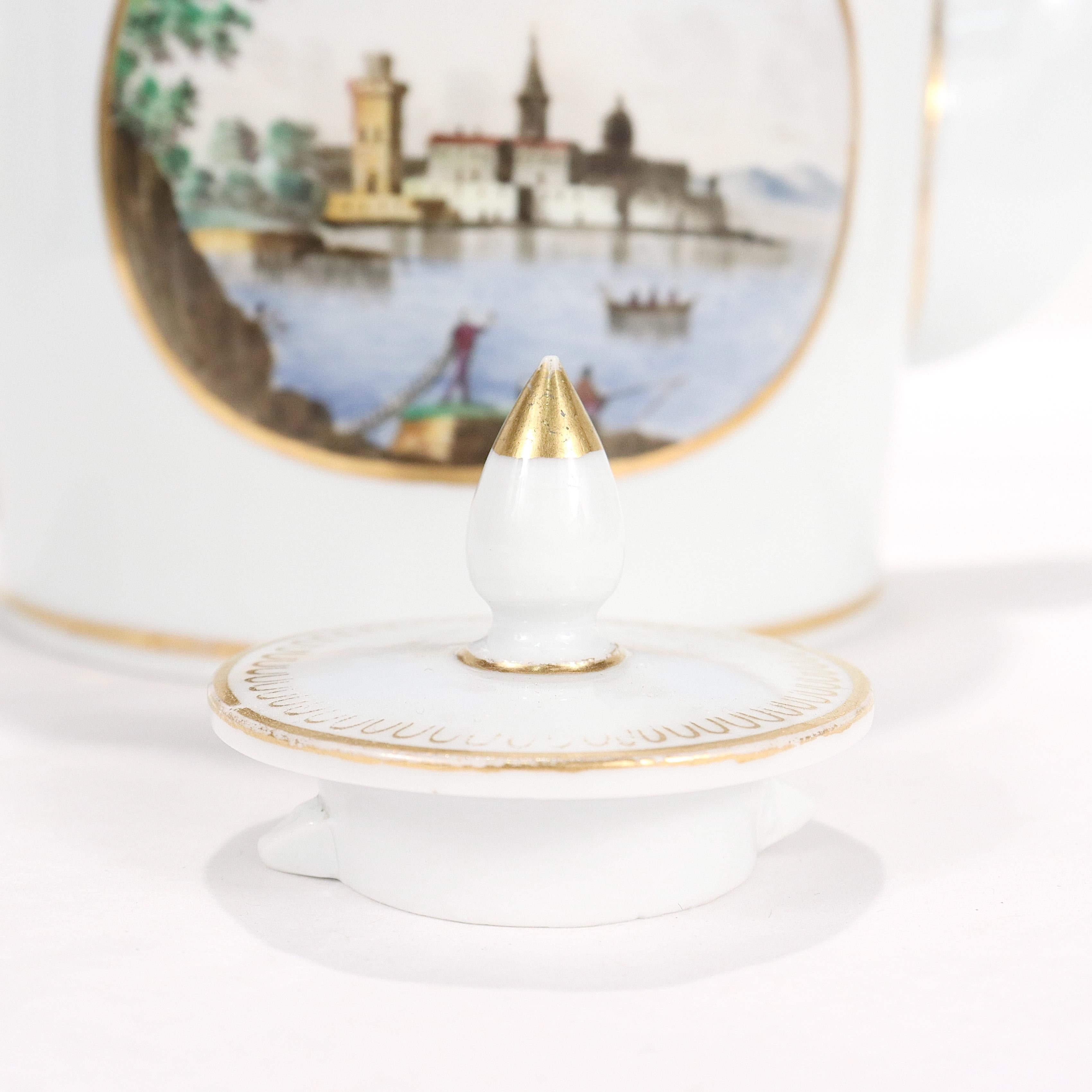 Antique Doccia Porcelain Italian Neoclassical Topographical Teapot For Sale 8
