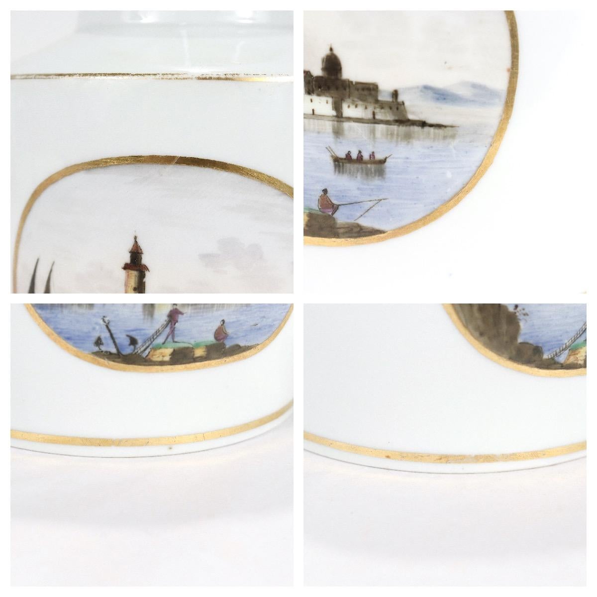 Théière néoclassique italienne antique en porcelaine de Doccia avec motifs topographiques en vente 12