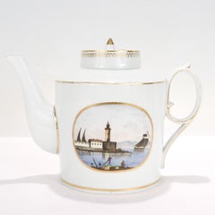 Antique Doccia Porcelain Italian Neoclassical Topographical Teapot