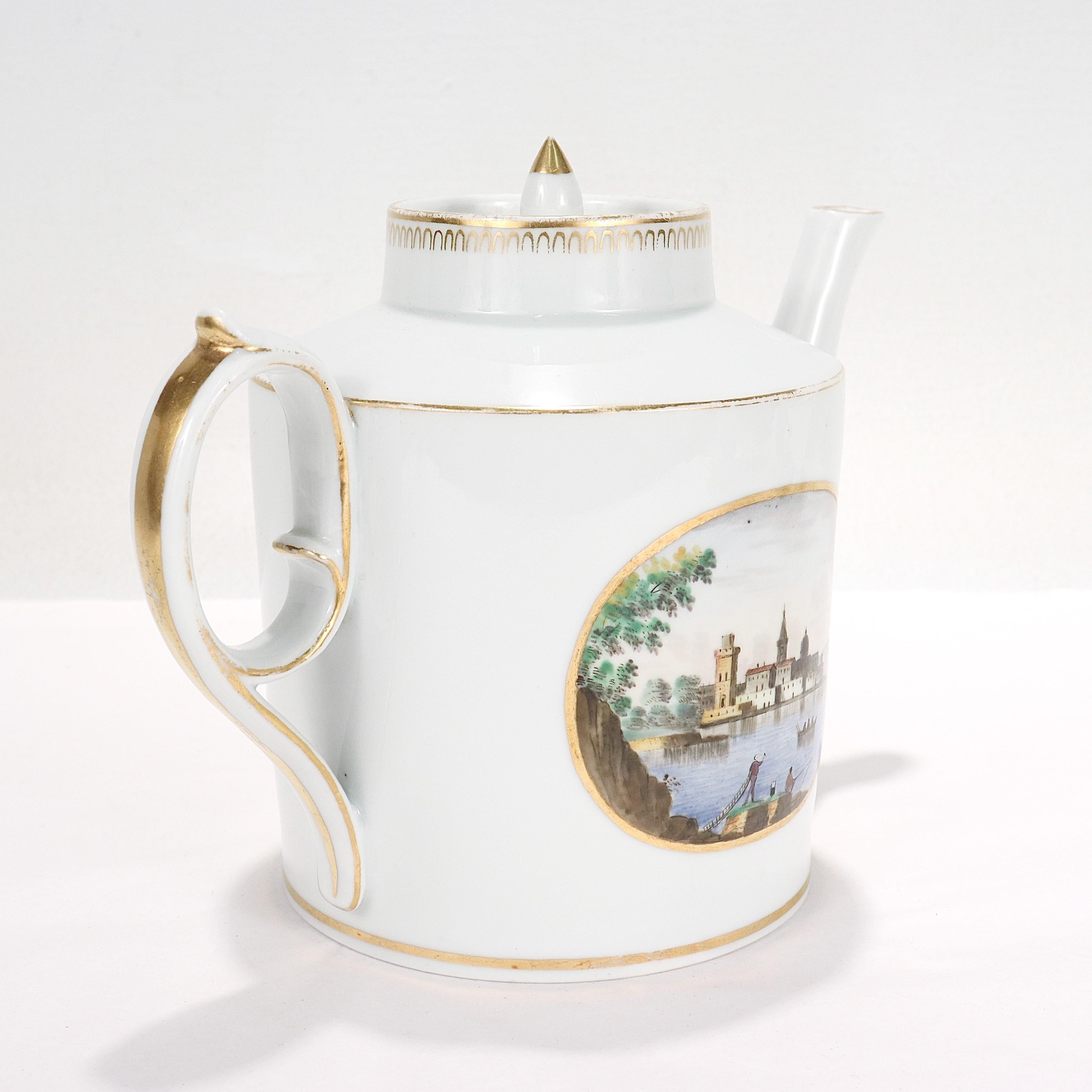 Antique Doccia Porcelain Italian Neoclassical Topographical Teapot In Good Condition For Sale In Philadelphia, PA