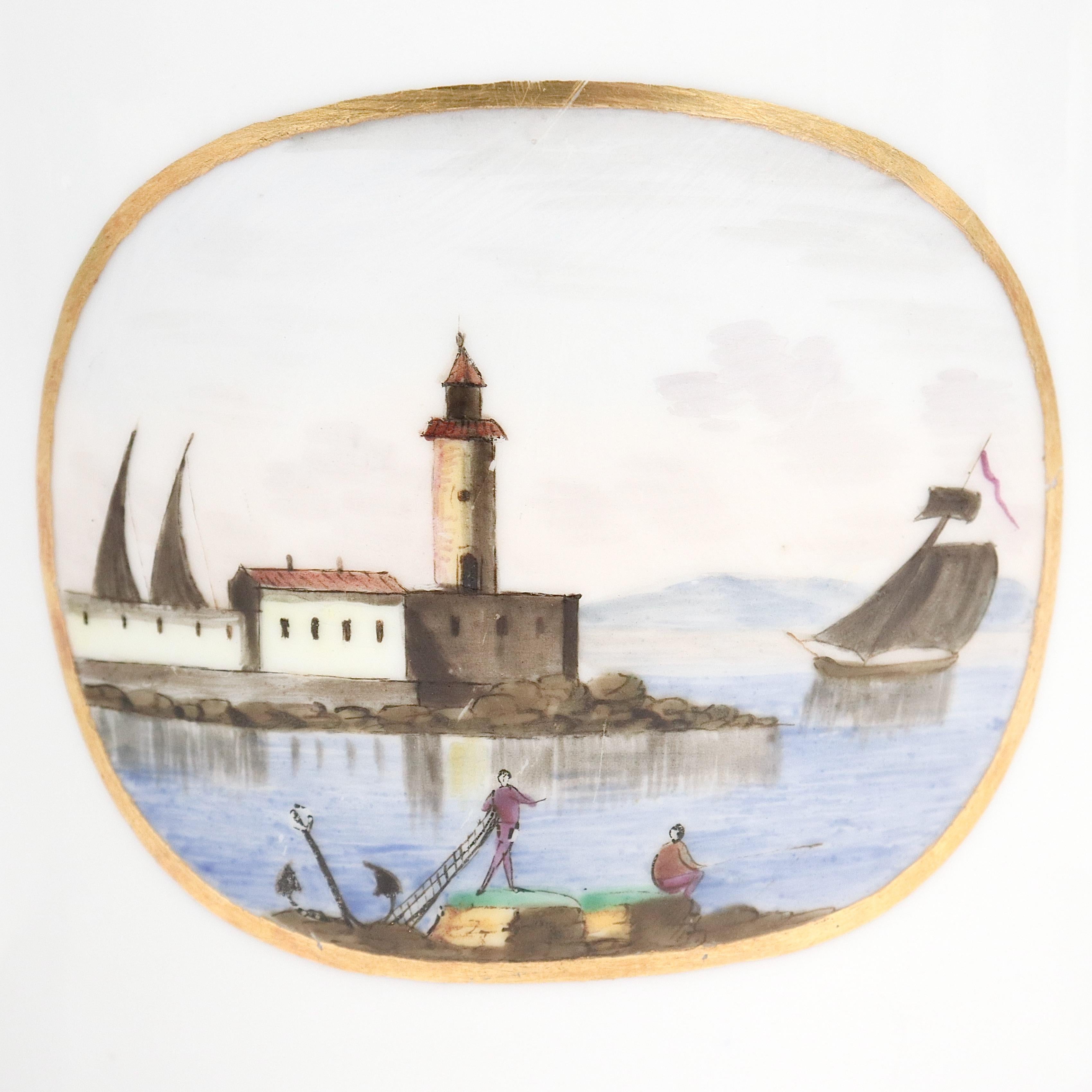 Théière néoclassique italienne antique en porcelaine de Doccia avec motifs topographiques en vente 2