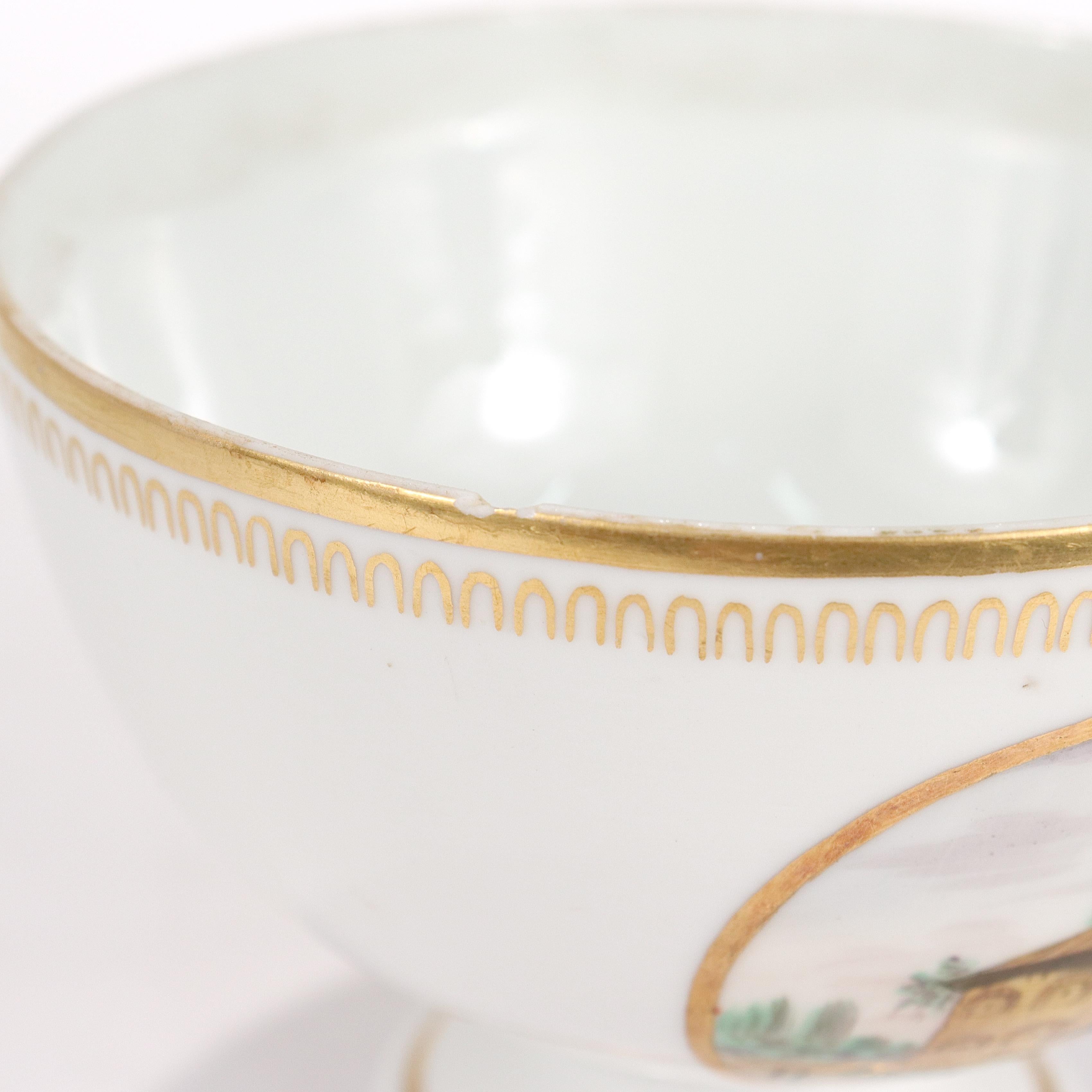 Antique Doccia Porcelain Italian Neoclassical Topographical Waste Bowl For Sale 8