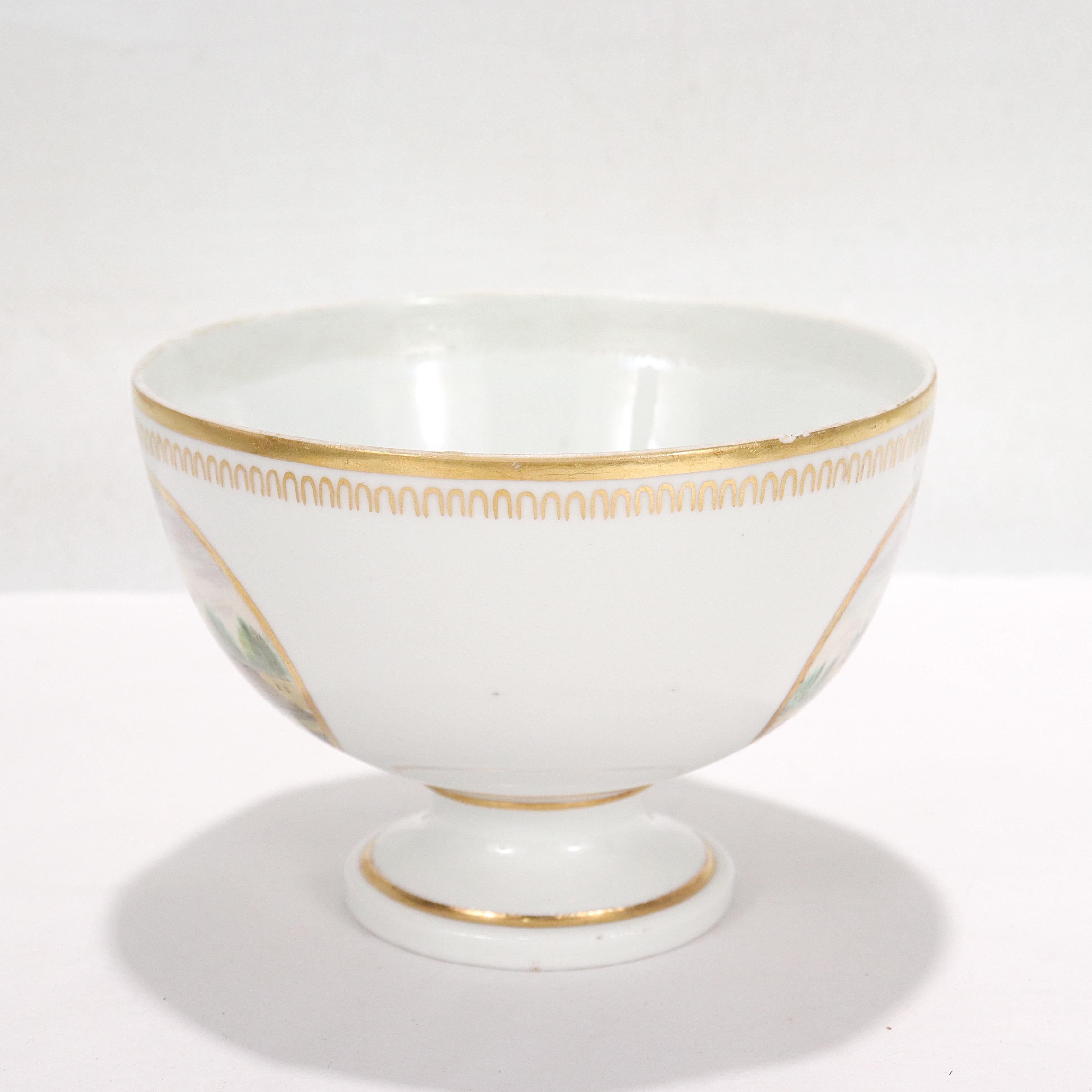 Painted Antique Doccia Porcelain Italian Neoclassical Topographical Waste Bowl For Sale
