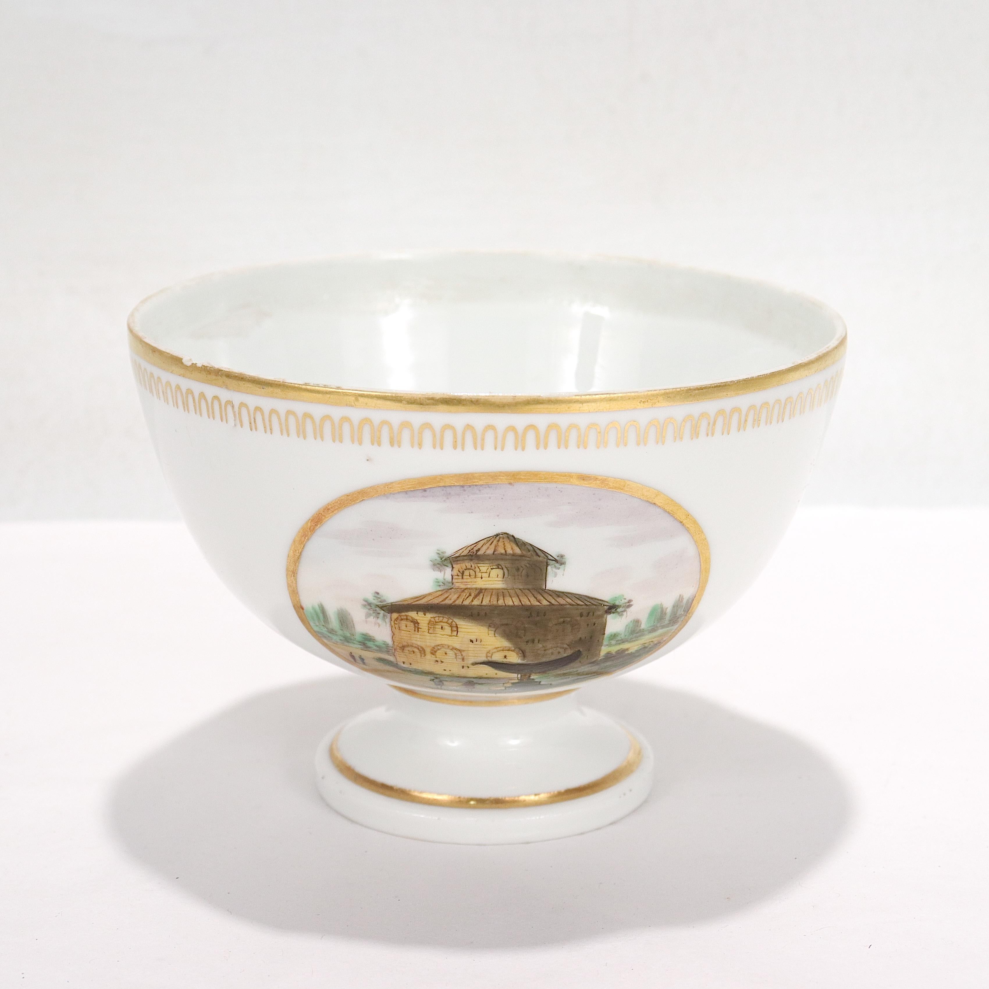 Antique Doccia Porcelain Italian Neoclassical Topographical Waste Bowl In Good Condition For Sale In Philadelphia, PA