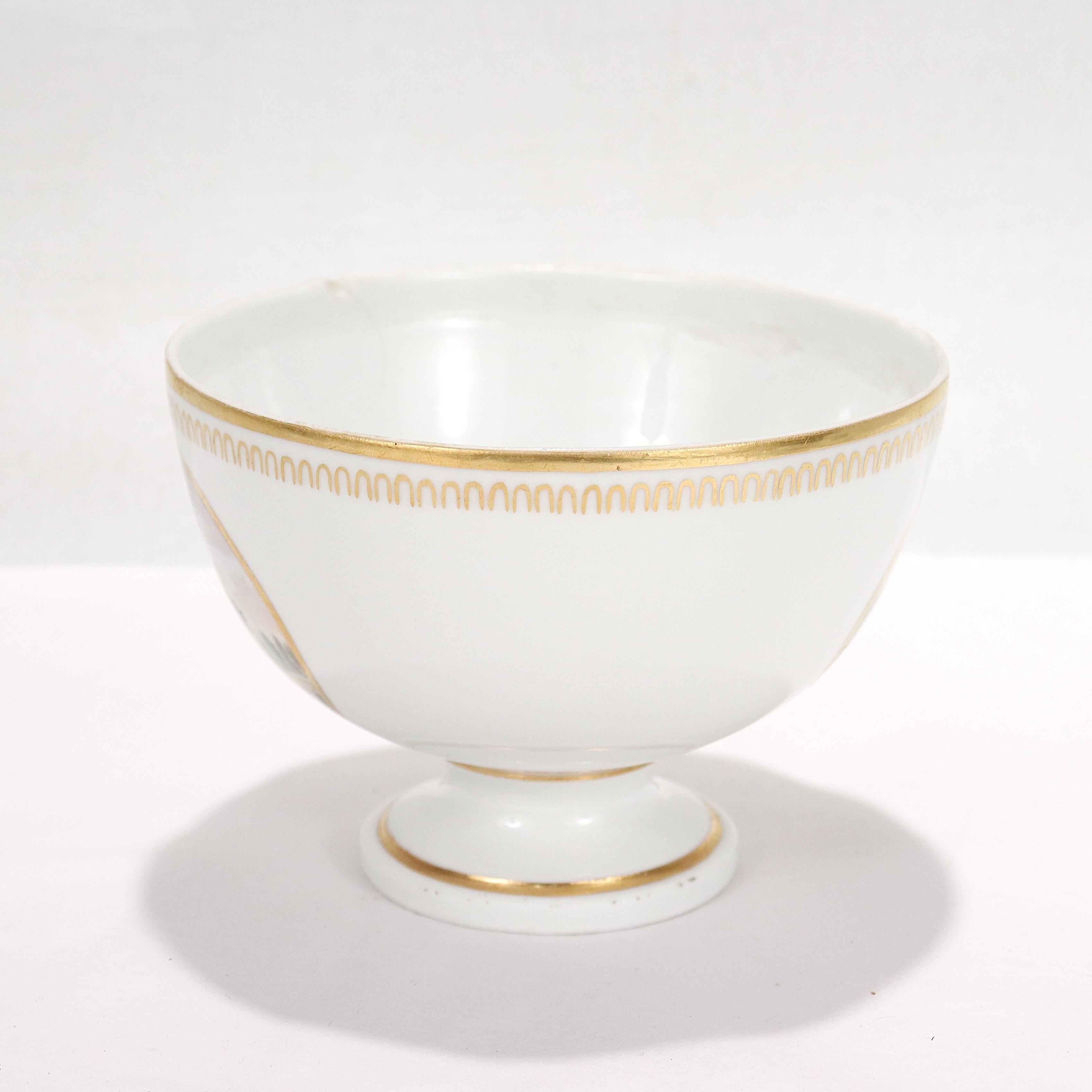 19th Century Antique Doccia Porcelain Italian Neoclassical Topographical Waste Bowl For Sale