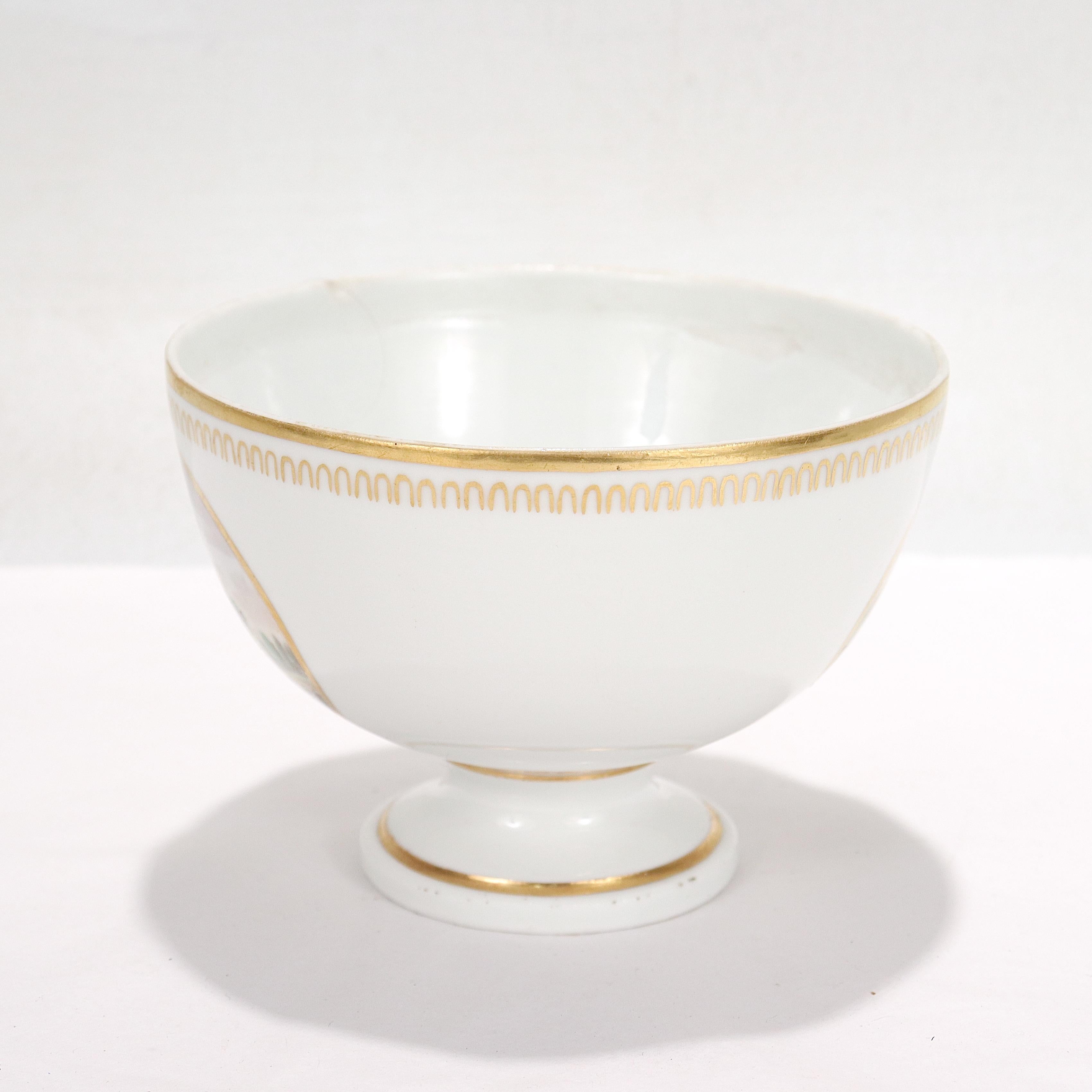 Dipinto Antica ciotola per rifiuti topografici in porcellana italiana di Doccia Porcelain, di stile neoclassico in vendita