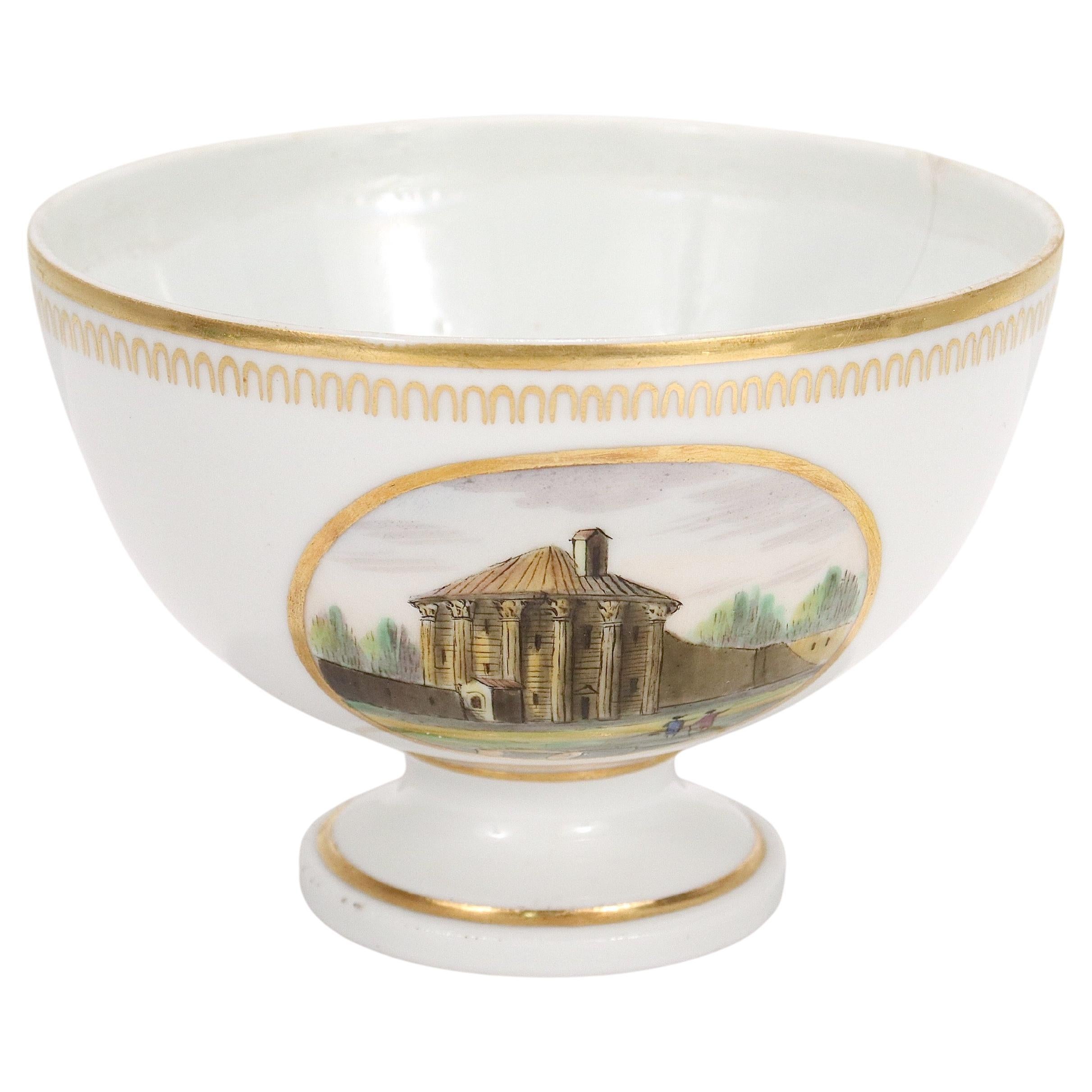 Antique Doccia Porcelain Italian Neoclassical Topographical Waste Bowl For Sale
