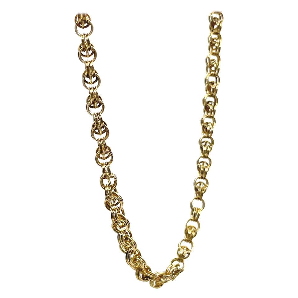 Antique Dog Clip Gold Chain Necklace For Sale at 1stDibs