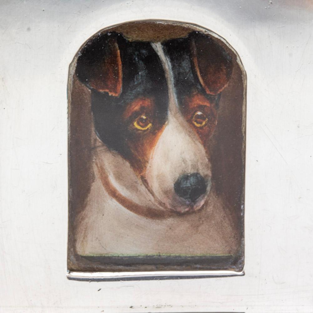 Antique Dog Kennel Silver and Enamel Vesta Case For Sale 5
