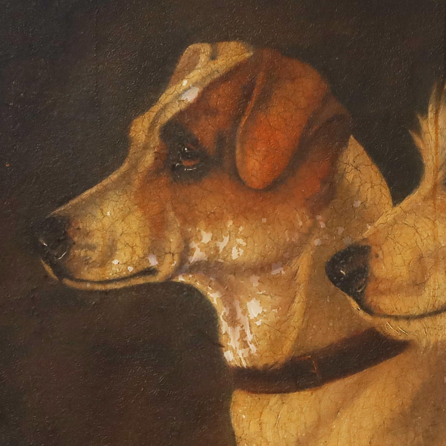 Victorian Antique Dog Paintings on Tole Trays, Priced Individually