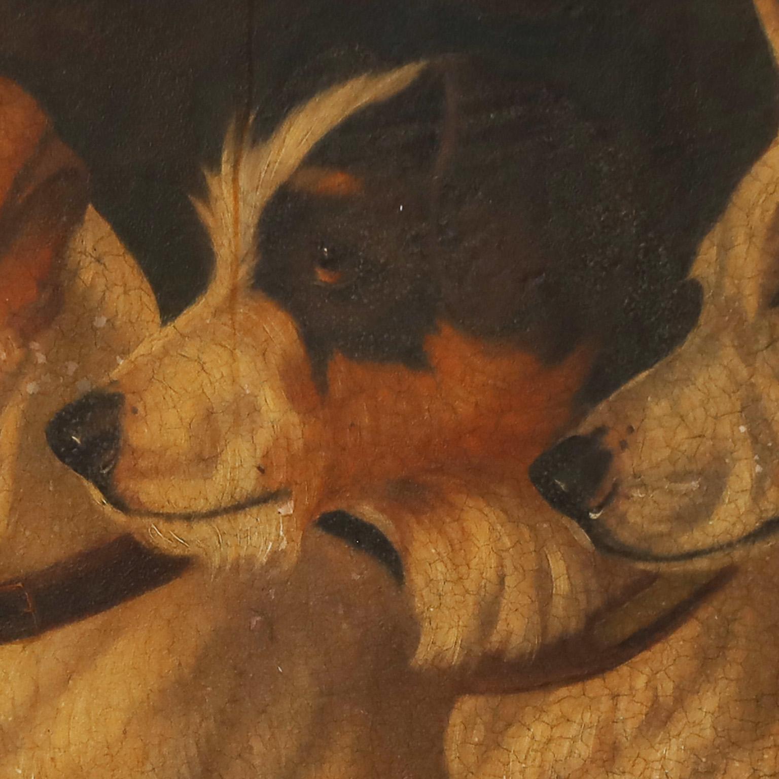 English Antique Dog Paintings on Tole Trays, Priced Individually