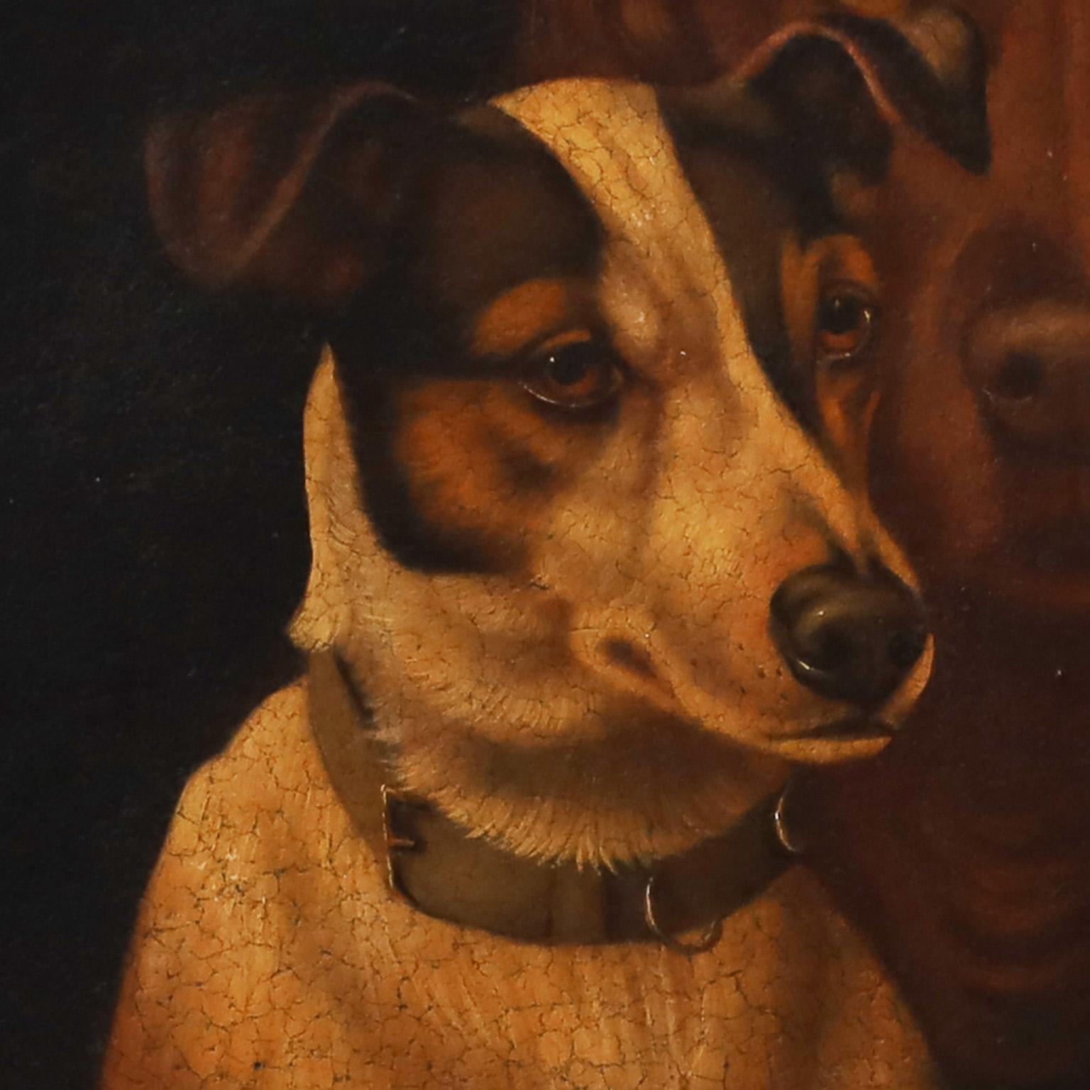 19th Century Antique Dog Paintings on Tole Trays, Priced Individually