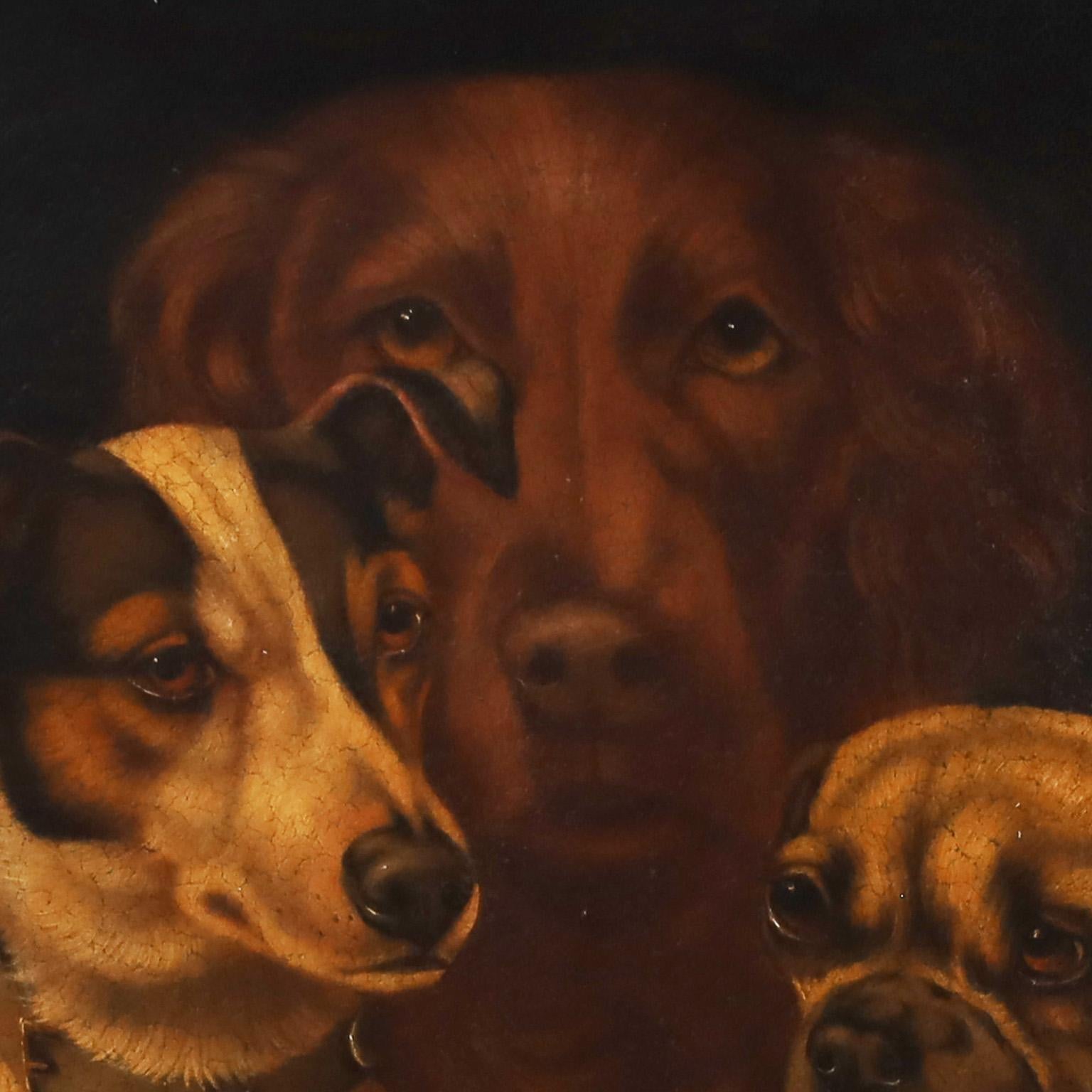 Metal Antique Dog Paintings on Tole Trays, Priced Individually