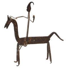 Antique Dogon Forged Iron Horse and Rider Figure, Mali, Africa