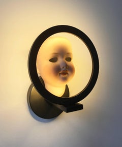 Antique Doll-Head Wall Light "HeadLight", Illuminated Objet d'art