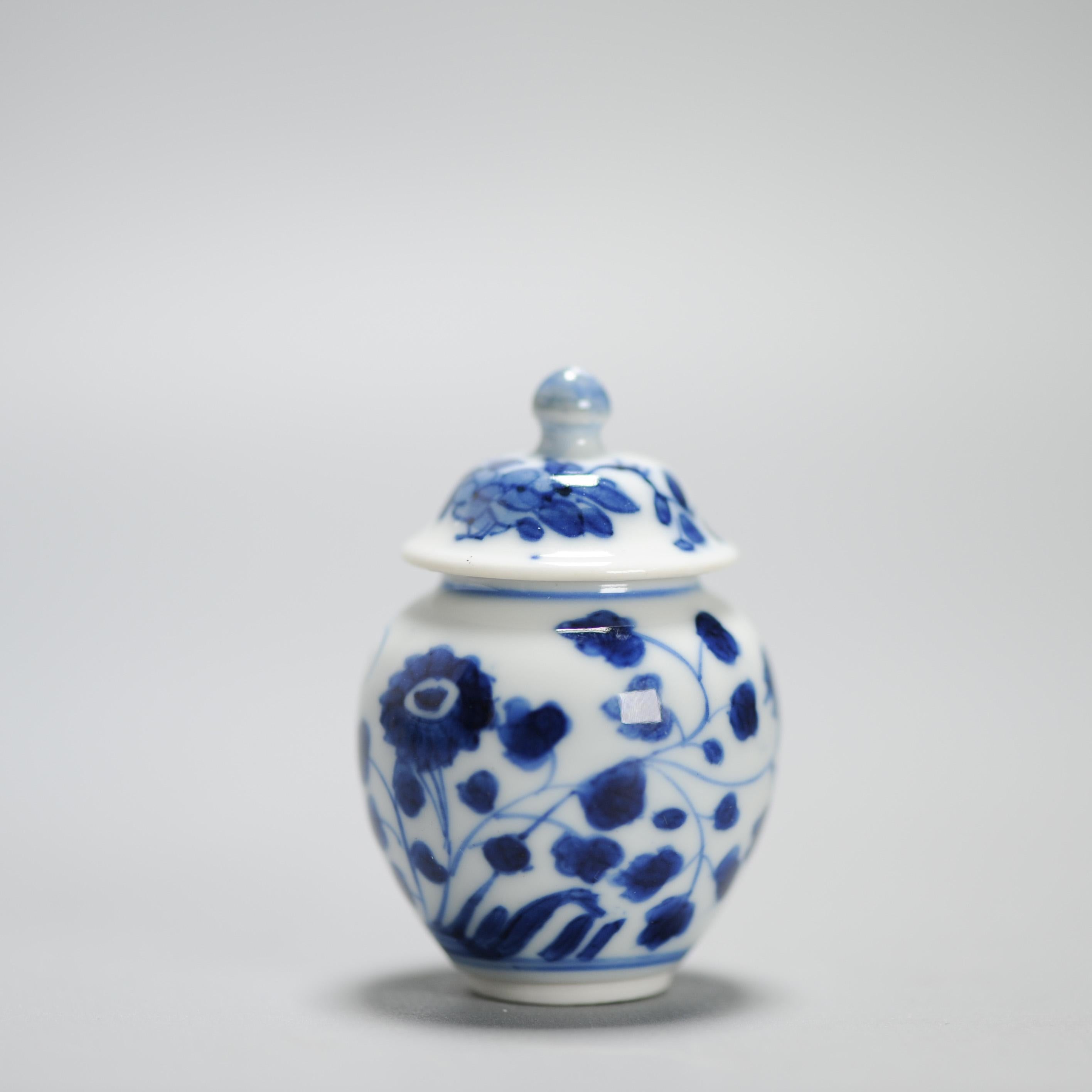 Antique Doll House Miniature Kangxi Period Chinese Porcelain Lidded Jar For Sale 1