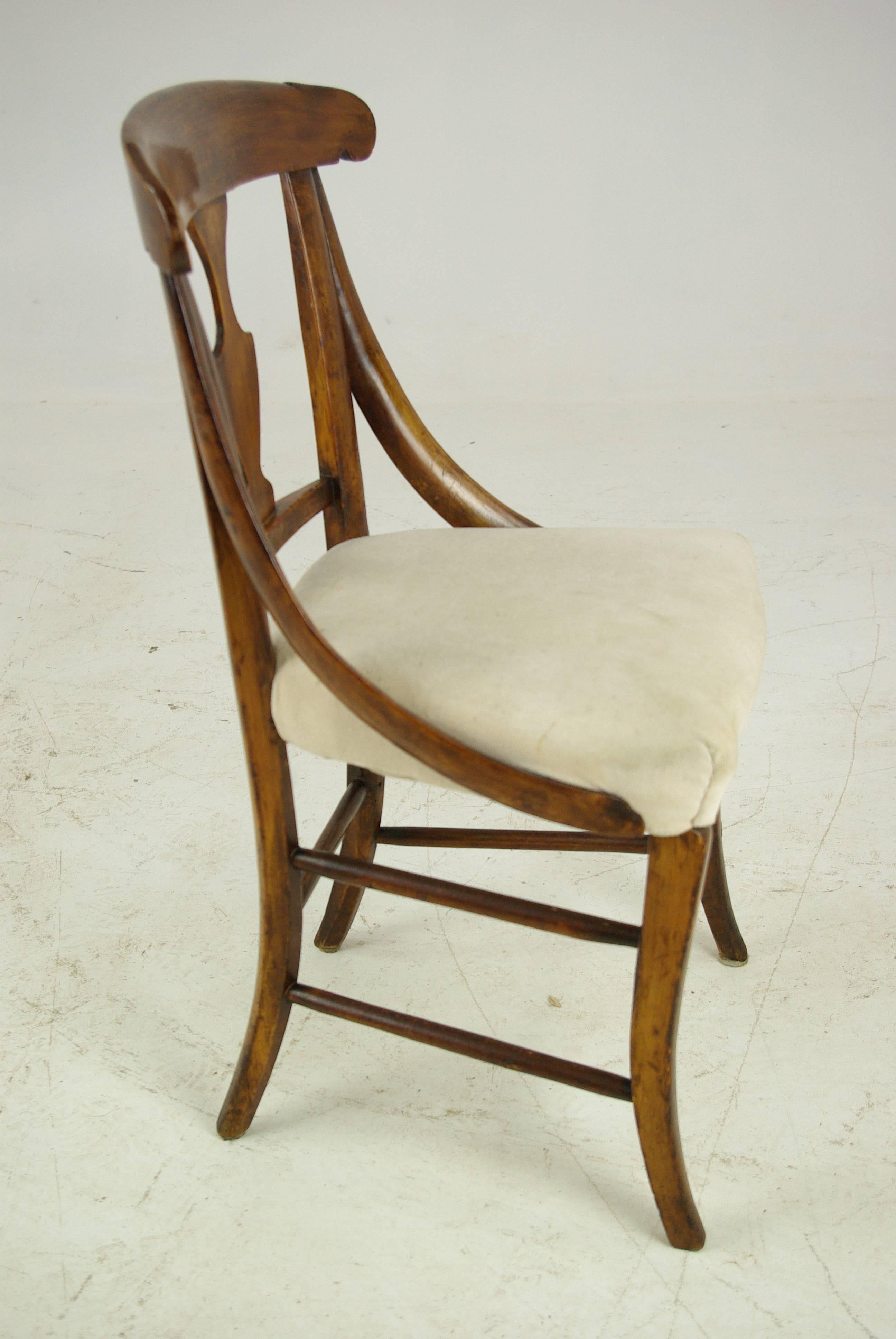 Late 19th Century Antique Dolls Chair, Childs Chair, Victorian, Sycamore, Scotland 1880