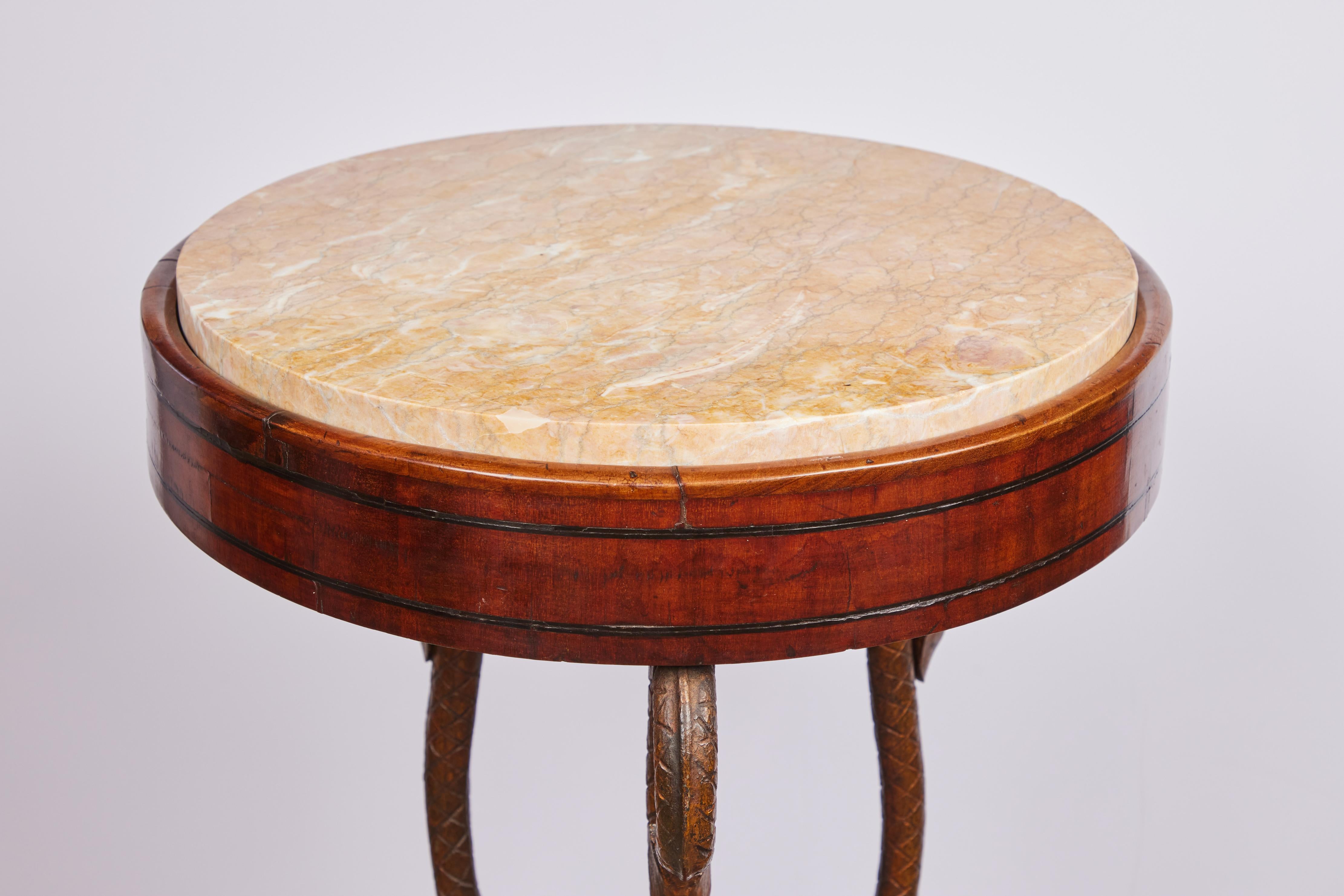 19th Century Antique Dolphin Leg Side Table For Sale