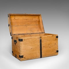 Antique Dome Top Carriage Chest, English, Iron Bound, Pine, Travelling Trunk