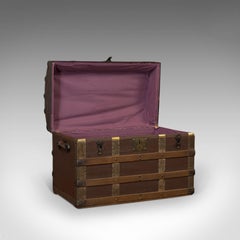 Antique Dome Top Trunk, English, Oak, Carriage Chest, Coffer, Edwardian