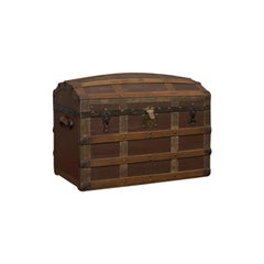 Antique Dome Top Trunk:: English:: Oak:: Carriage Chest:: Coffer:: Edwardian