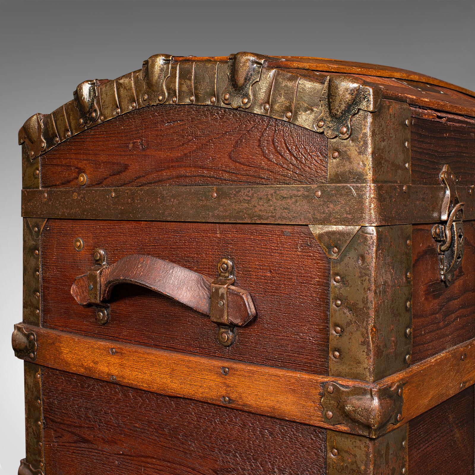 Antique Dome Topped Chest, English, Pine, Shipping Trunk, Victorian, Circa 1870 4
