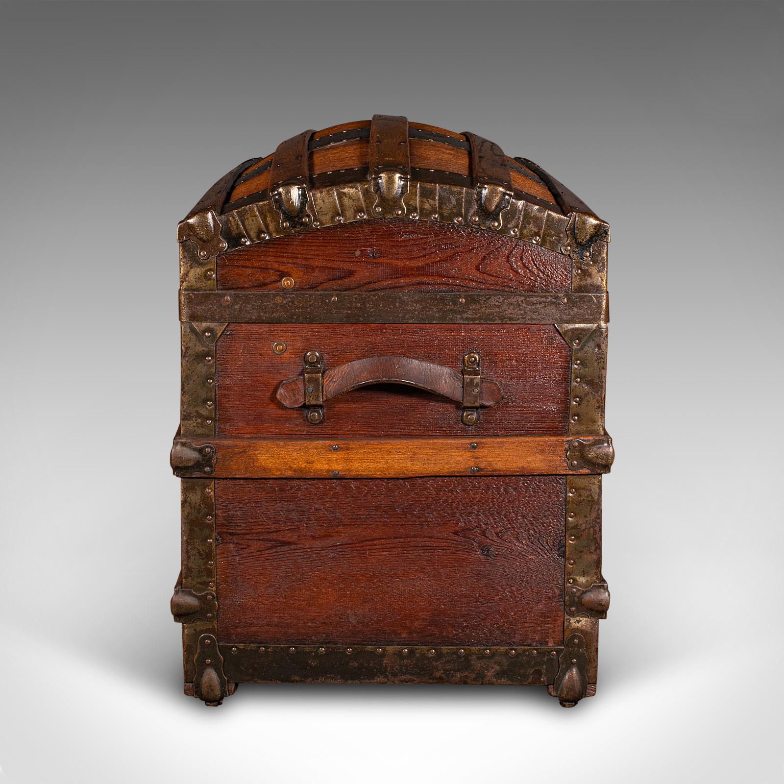 19th Century Antique Dome Topped Chest, English, Pine, Shipping Trunk, Victorian, Circa 1870