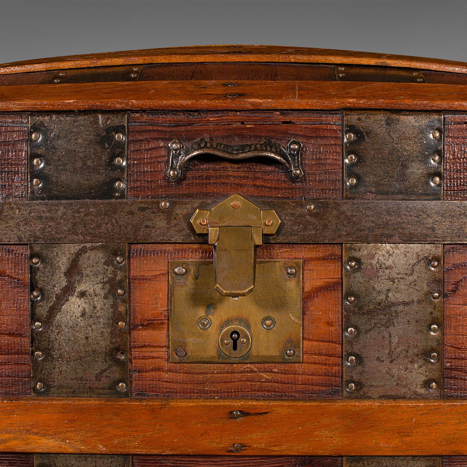 Antique Dome Topped Chest, English, Pine, Shipping Trunk, Victorian, Circa 1870 2