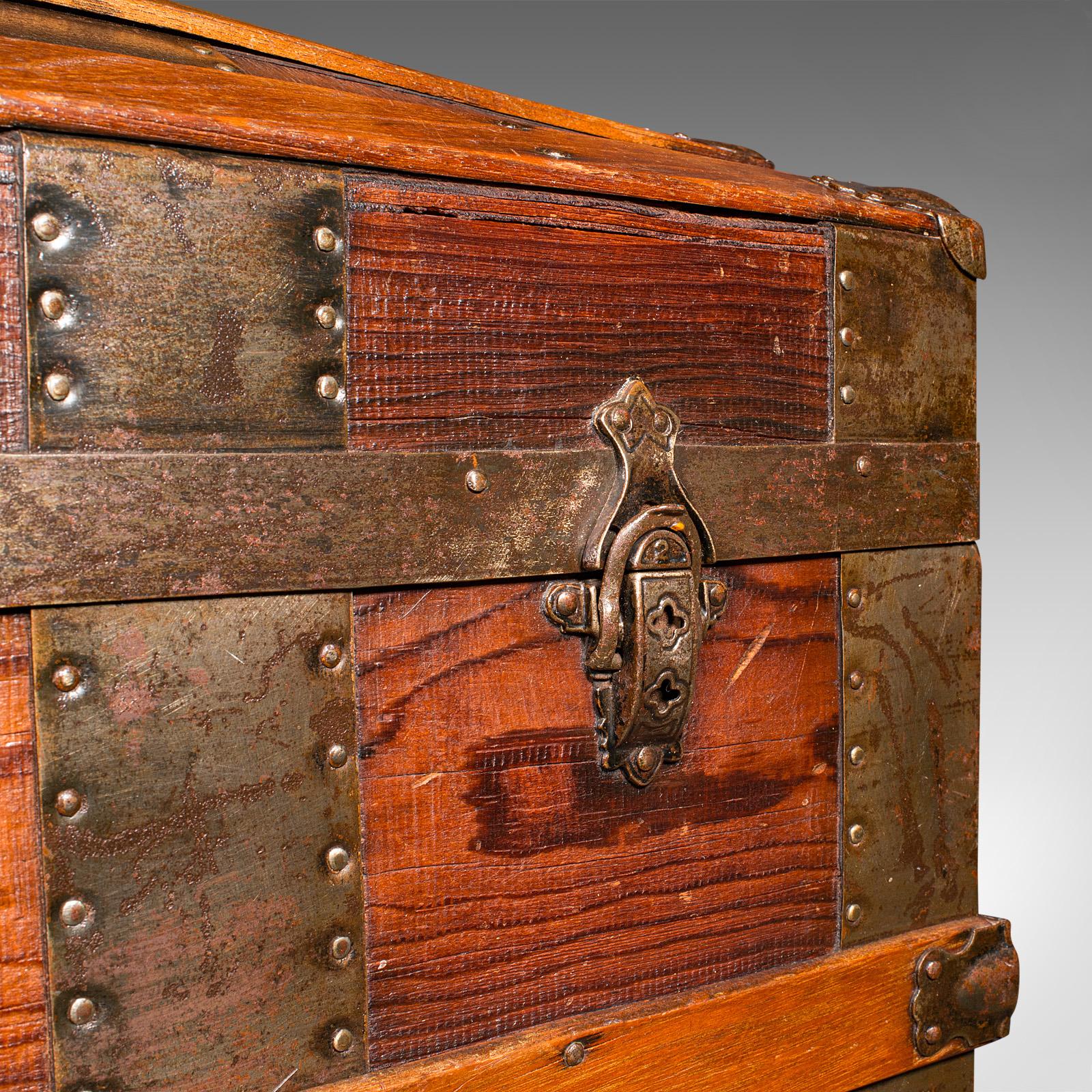 Antique Dome Topped Chest, English, Pine, Shipping Trunk, Victorian, Circa 1870 3