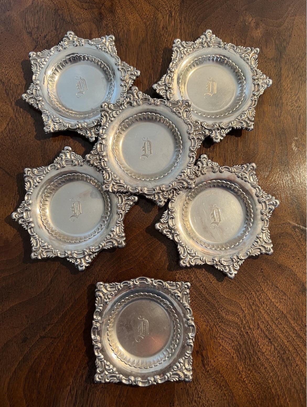 20th Century Antique Dominick & Haff “d” Monogram Sterling Silver Butter Pat Dishes, 11 Pc For Sale