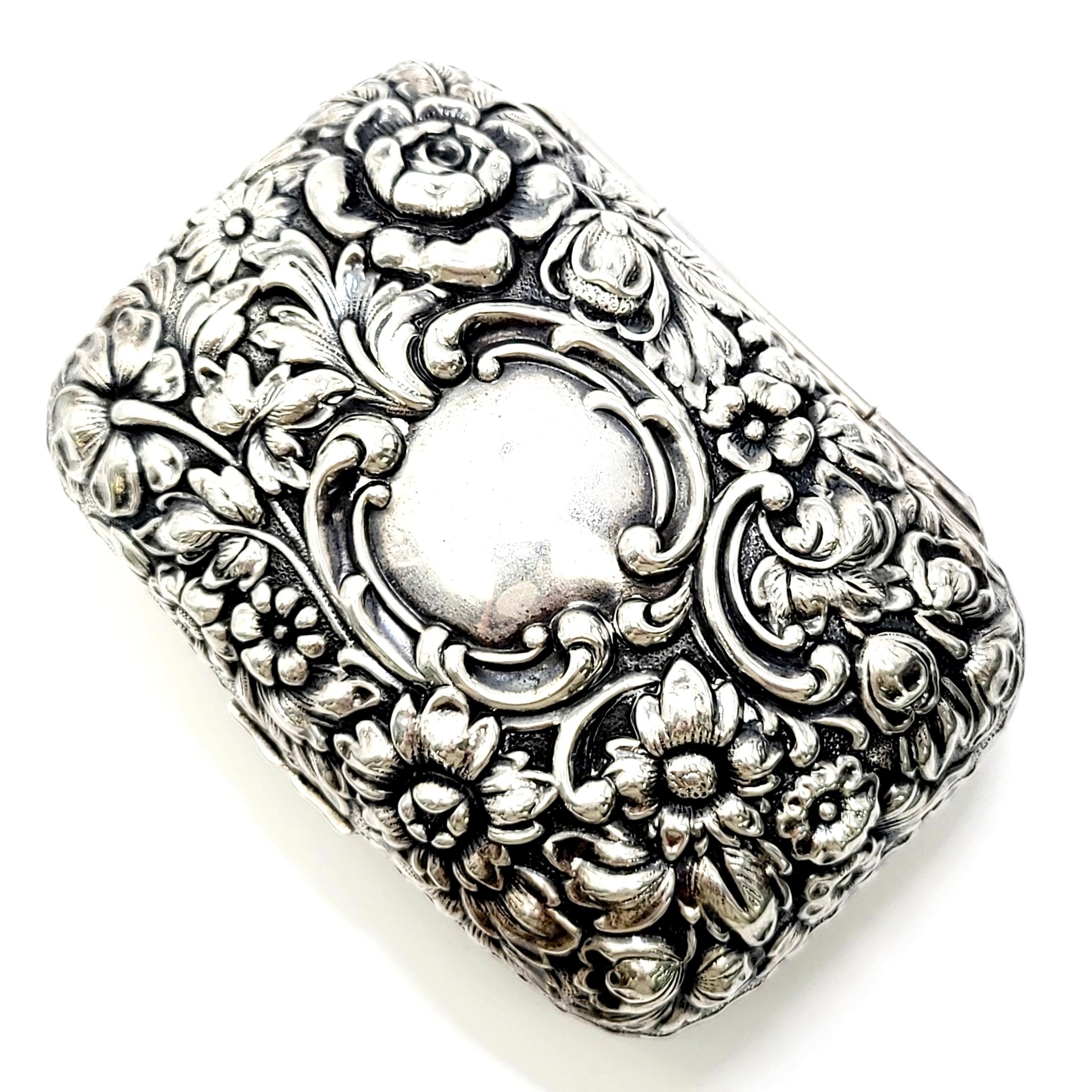 Antique Dominick & Haff Sterling Silver Repousse Soap Box In Good Condition In Washington Depot, CT