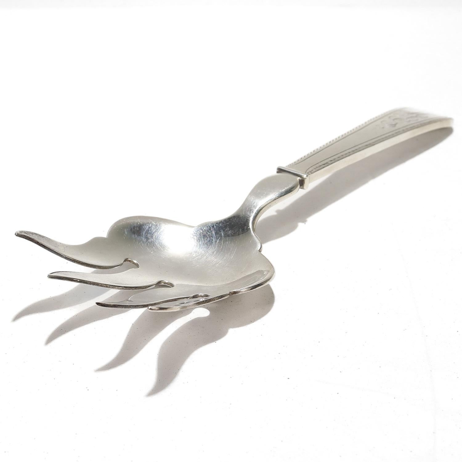 Antiguo tenedor para servir de plata de ley Dominick & Haff para Theodore B. Starr siglo XX en venta