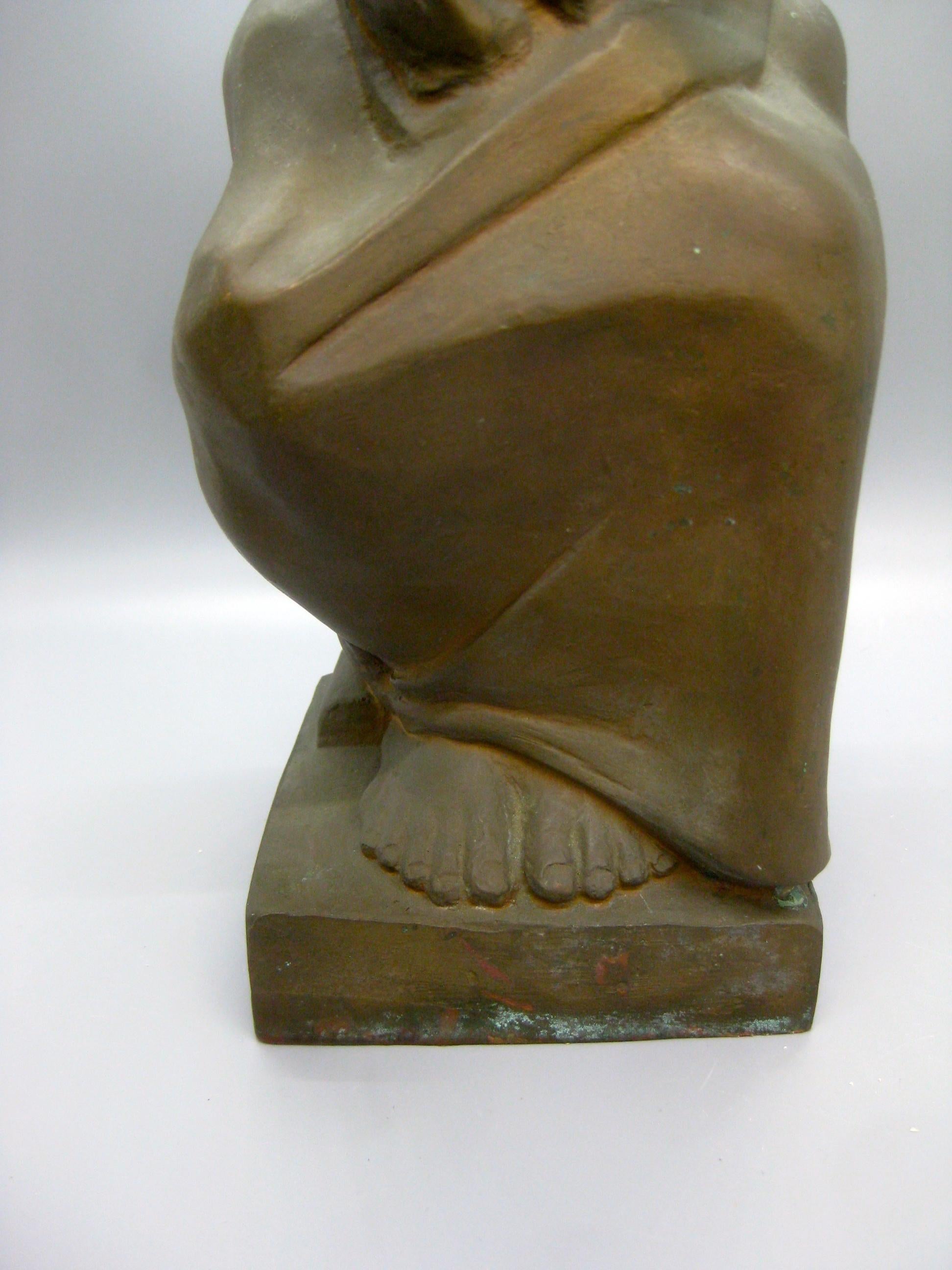 Antike antike Donal Hord WPA San Diego Kalifornien Montezuma Azteken Bronze Skulptur Kunst im Angebot 5