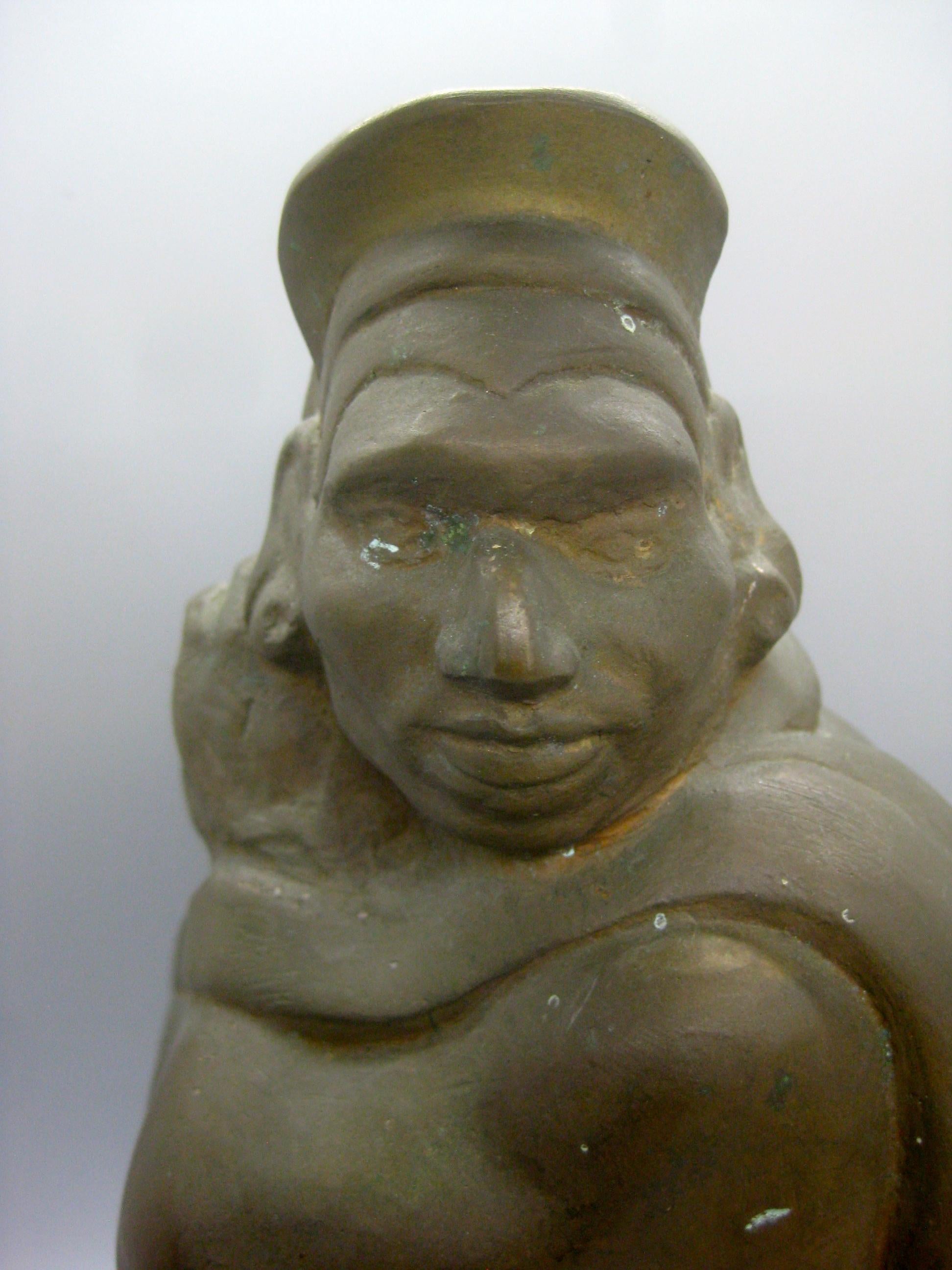 Antike antike Donal Hord WPA San Diego Kalifornien Montezuma Azteken Bronze Skulptur Kunst (Handgefertigt) im Angebot