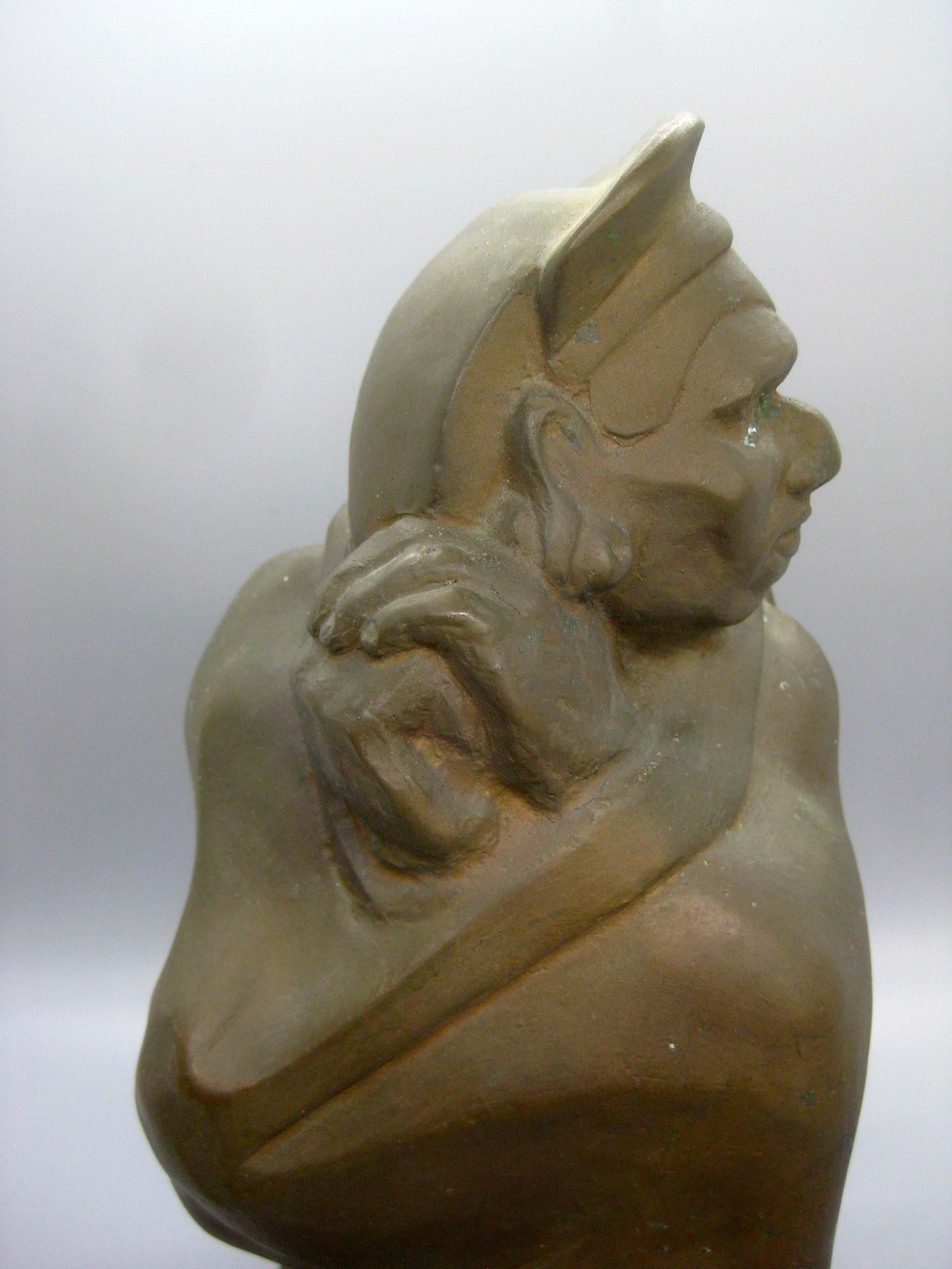Antique Donal Hord WPA San Diego California Montezuma Aztec Bronze Sculpture Art For Sale 1