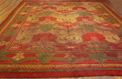 1900s Red Green Donegal Arts & Crafts Carpet by C.F.A. Voysey 12'6" x 14'8" Rug