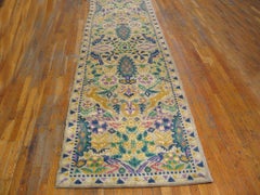 1920s Camel Abstract Antique Irish Donegal Arts & Crafts Carpet 3'6"x11'2" Rug