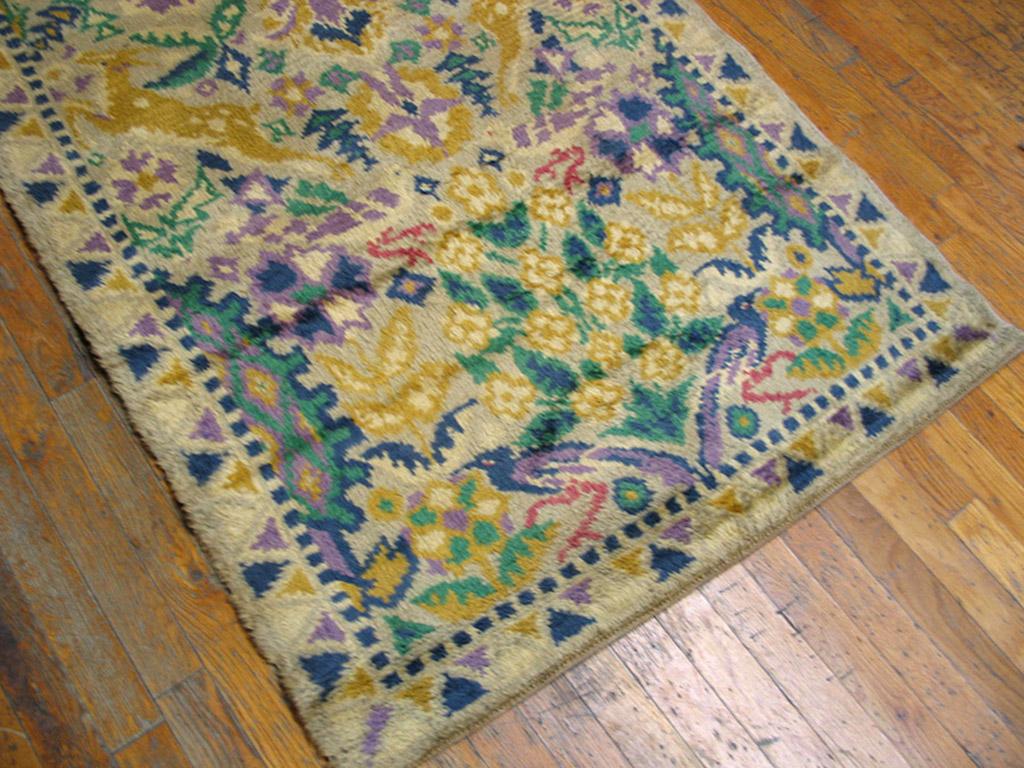 Wool Early 20th Century Irish Donegal Arts & Crafts Carpet (3'6