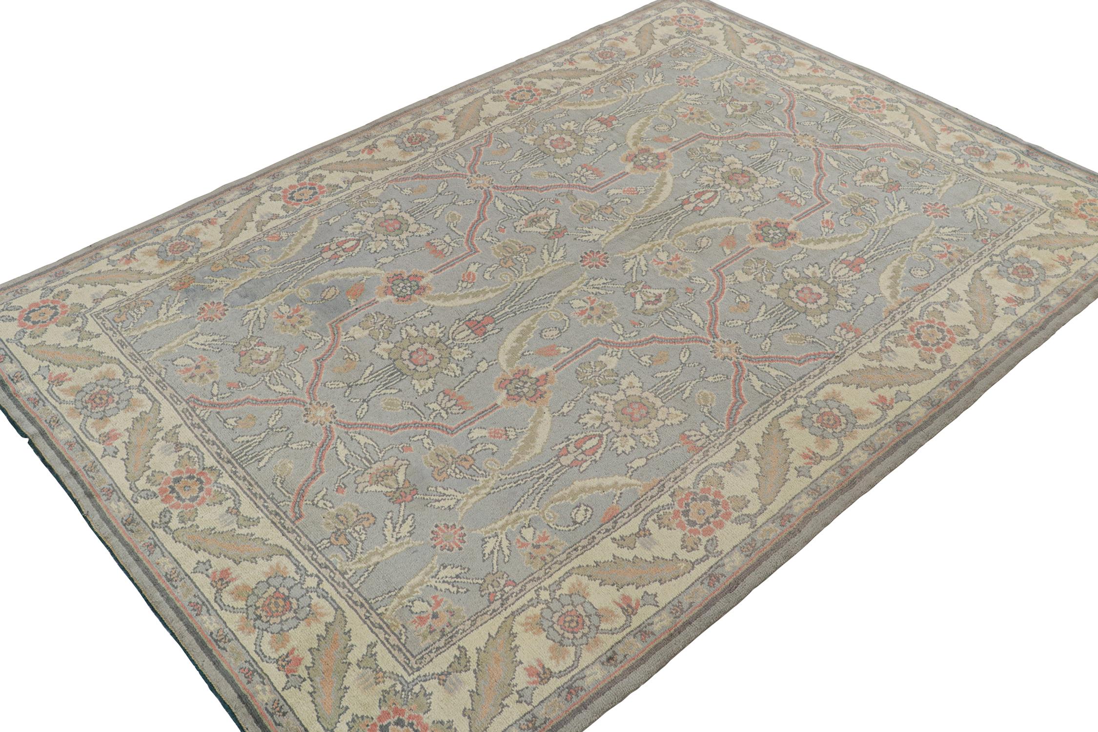 Arts and Crafts Antique Donegal Arts & Crafts Rug in Blue with Floral Patterns For Sale