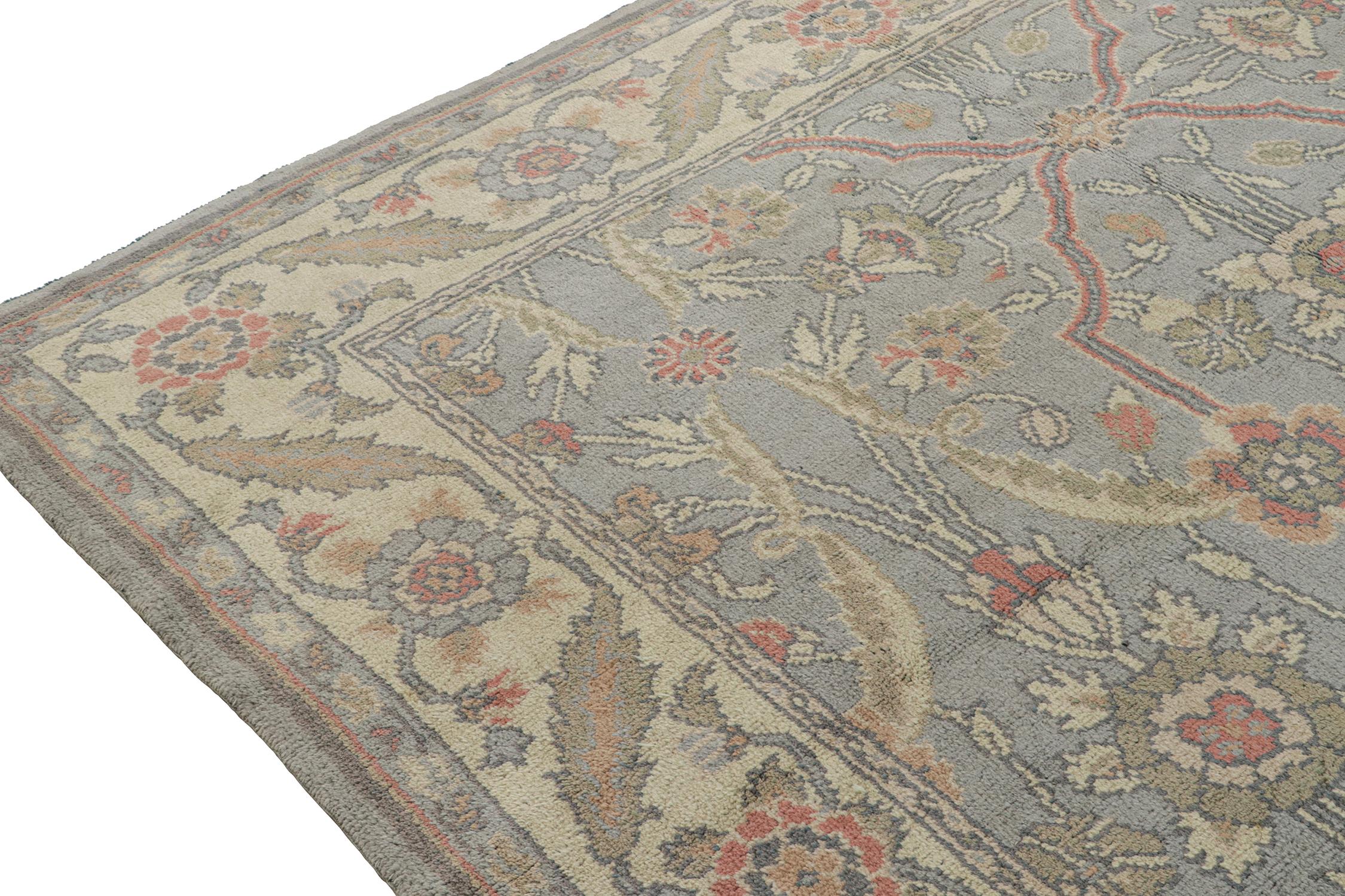 Hand-Knotted Antique Donegal Arts & Crafts Rug in Blue with Floral Patterns For Sale