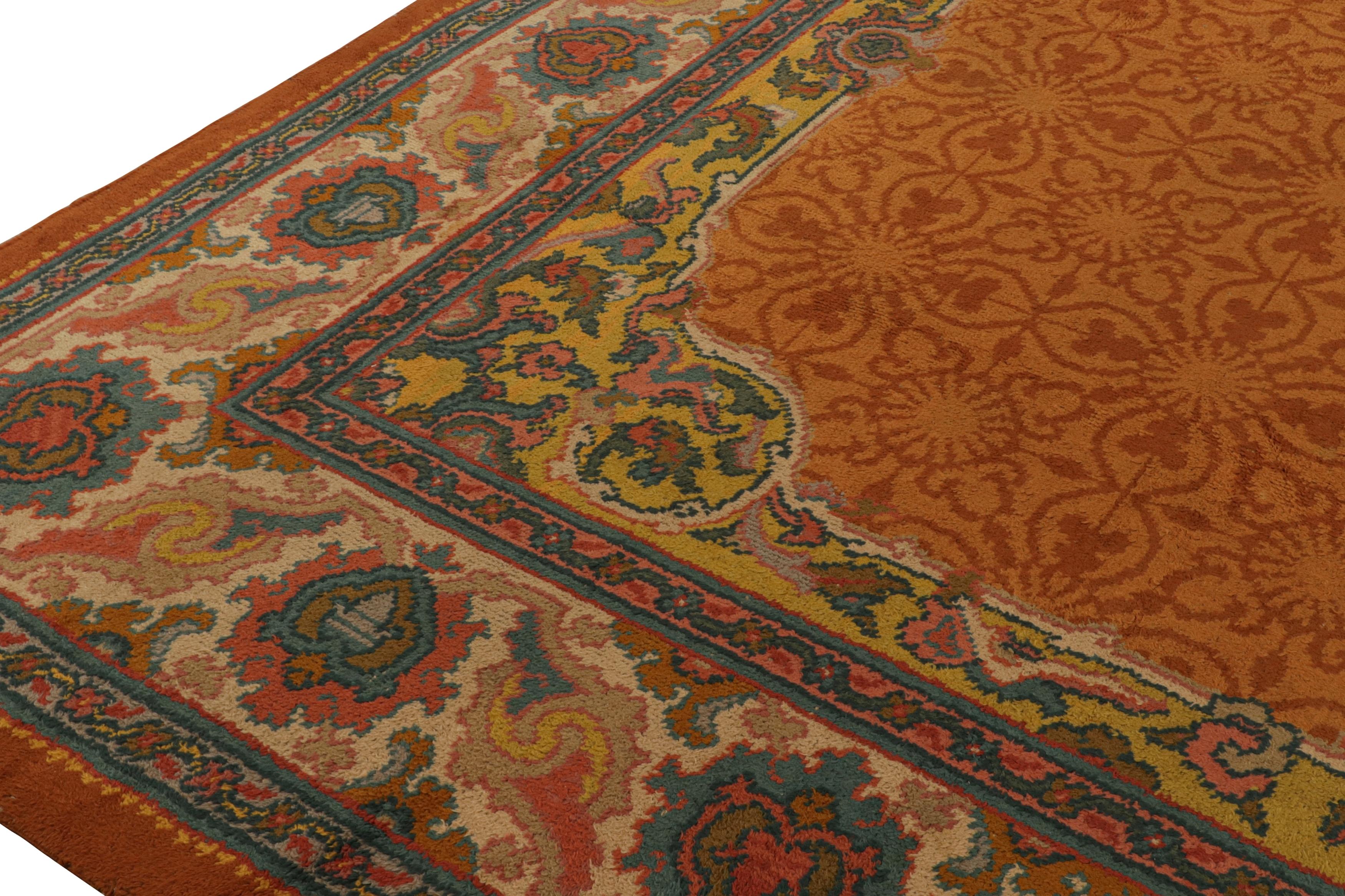 Antiker Donegal Arts & Crafts-Teppich in Orange mit Blumenmuster (Handgeknüpft) im Angebot