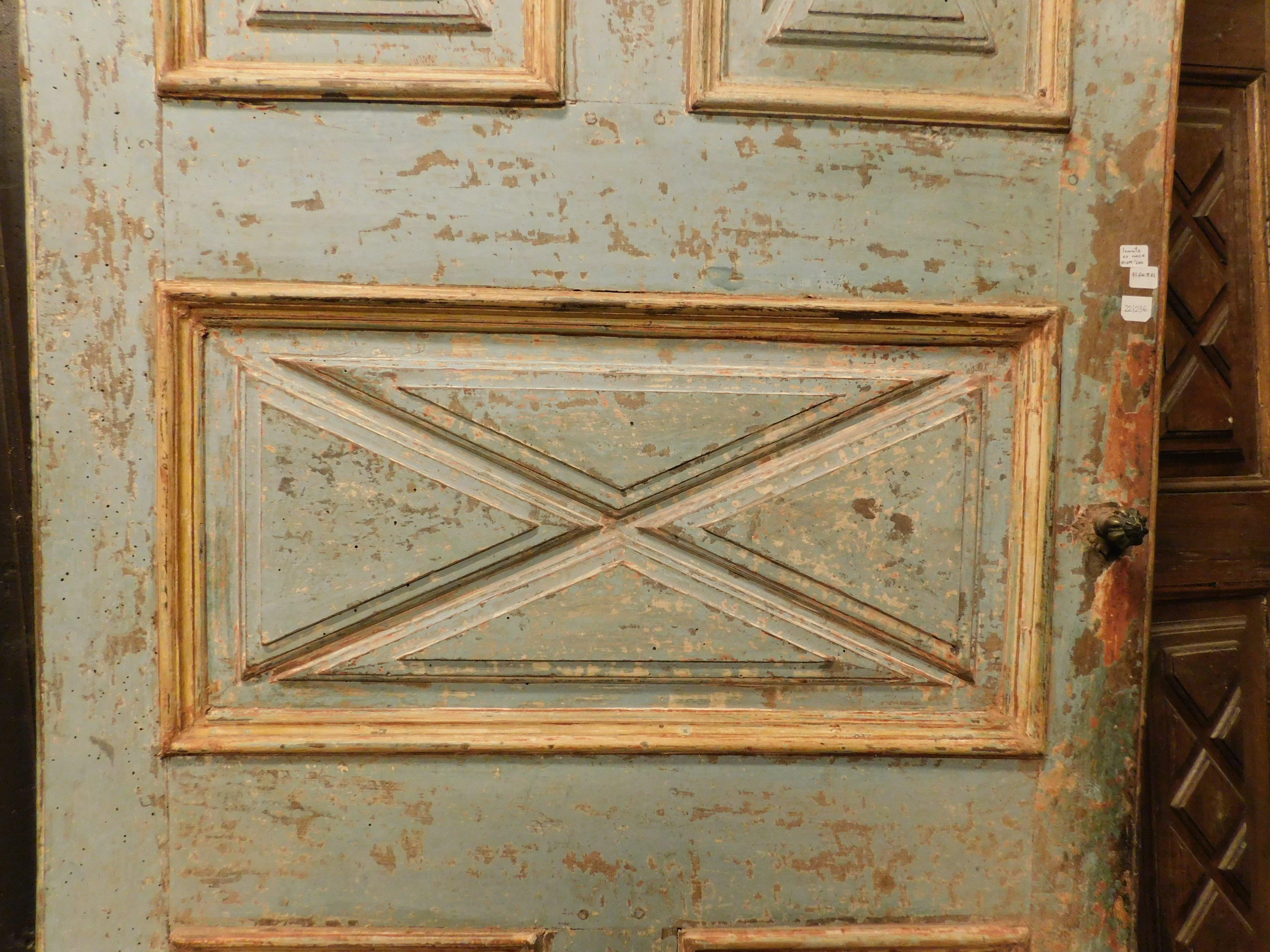 Hand-Carved Antique Door, Carved and Lacquered on Walnut Wood, 18th Century Italy
