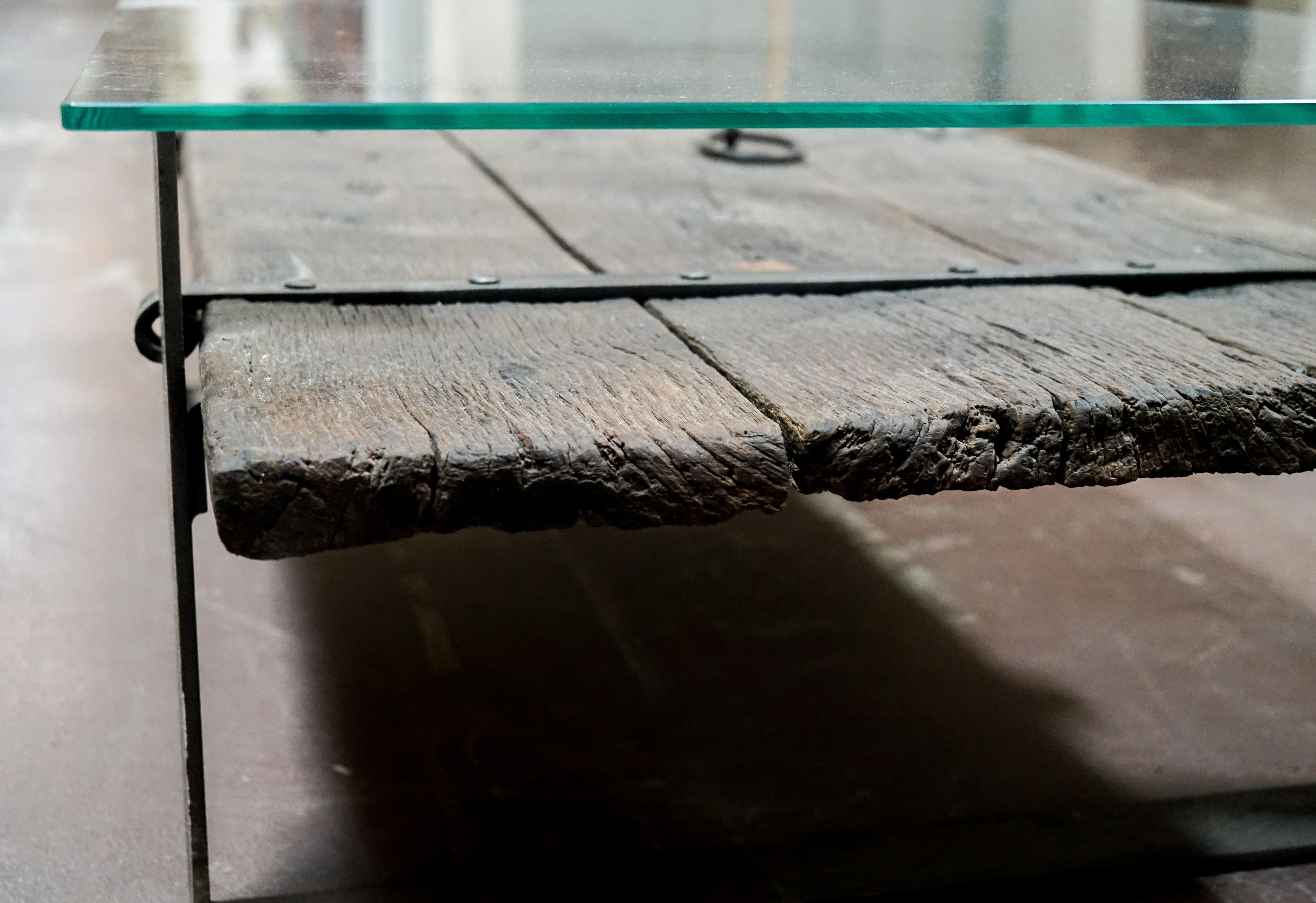 side table with glass door