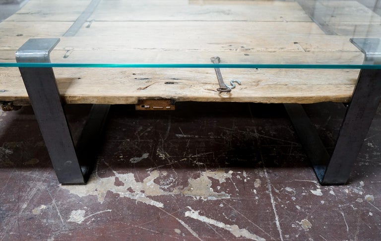 Antique Door Coffee Table With Glass Top At 1stdibs