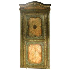 Antique Door in Silver Lacquer, Faux Green Marble, Original 17th Century, Italy
