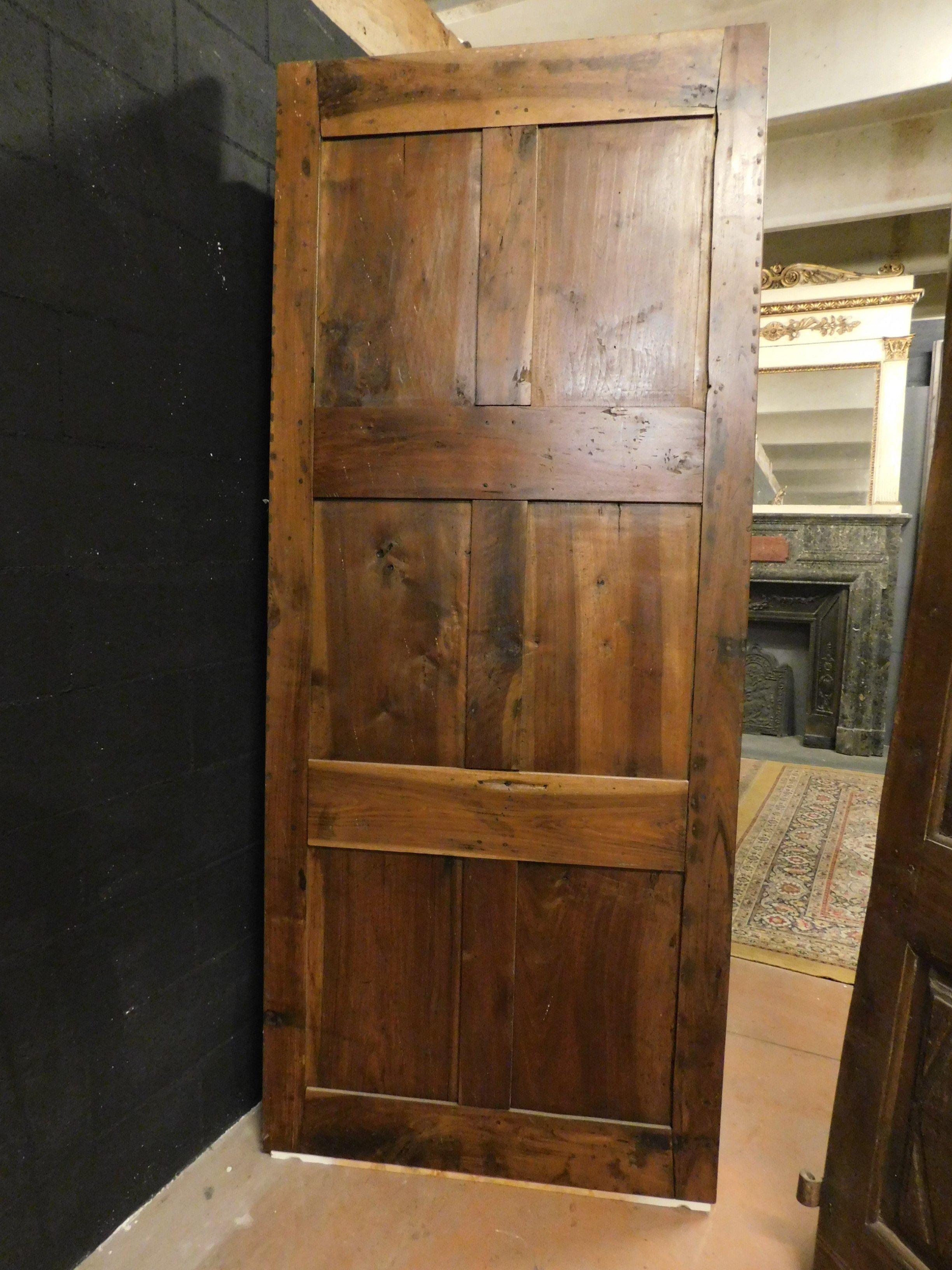 18th Century and Earlier Antique Door in Solid Walnut, Carved with Lozenges, '700 Italy For Sale